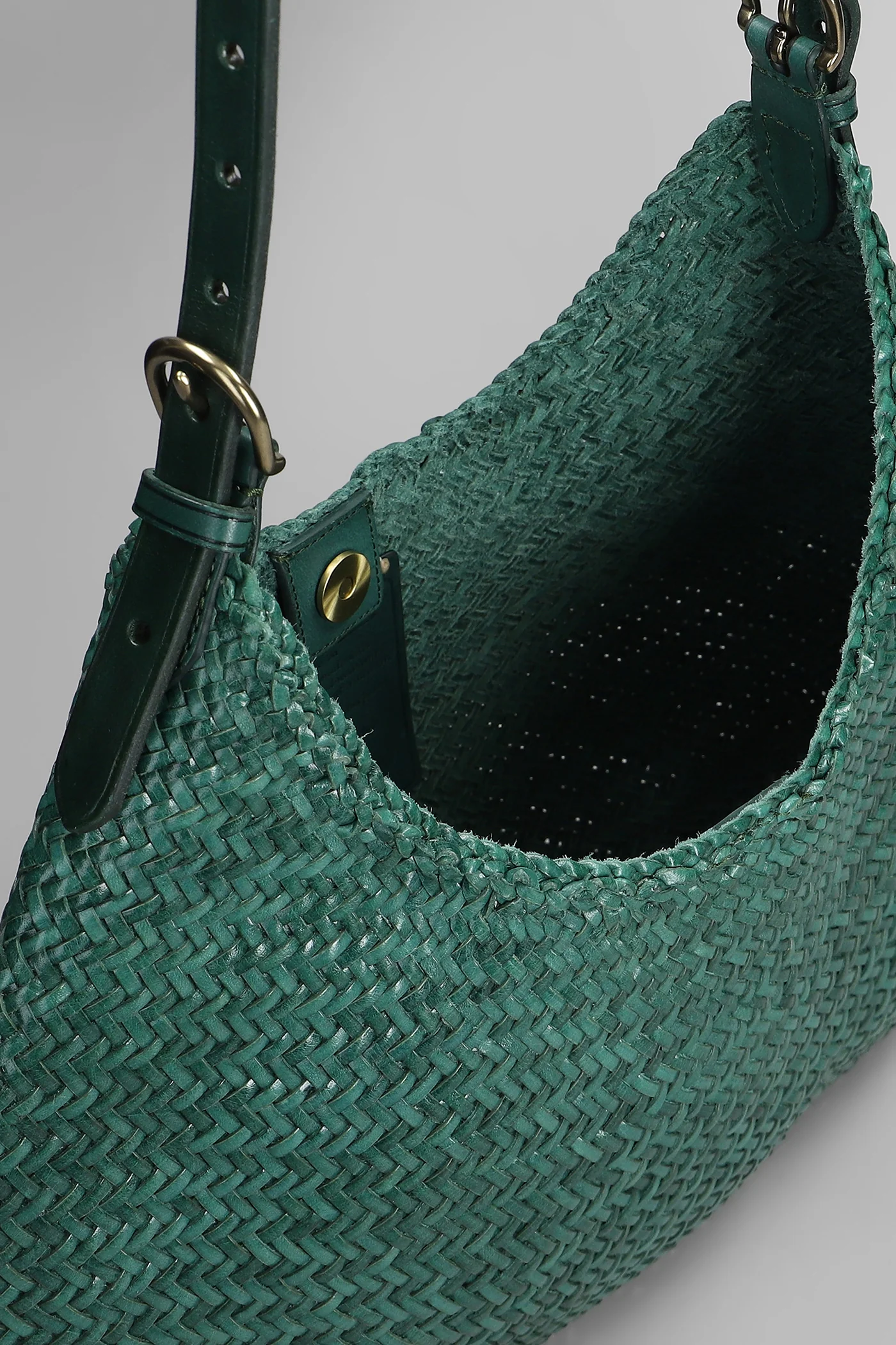 Luna Mezza Tote in green leather - Image 4