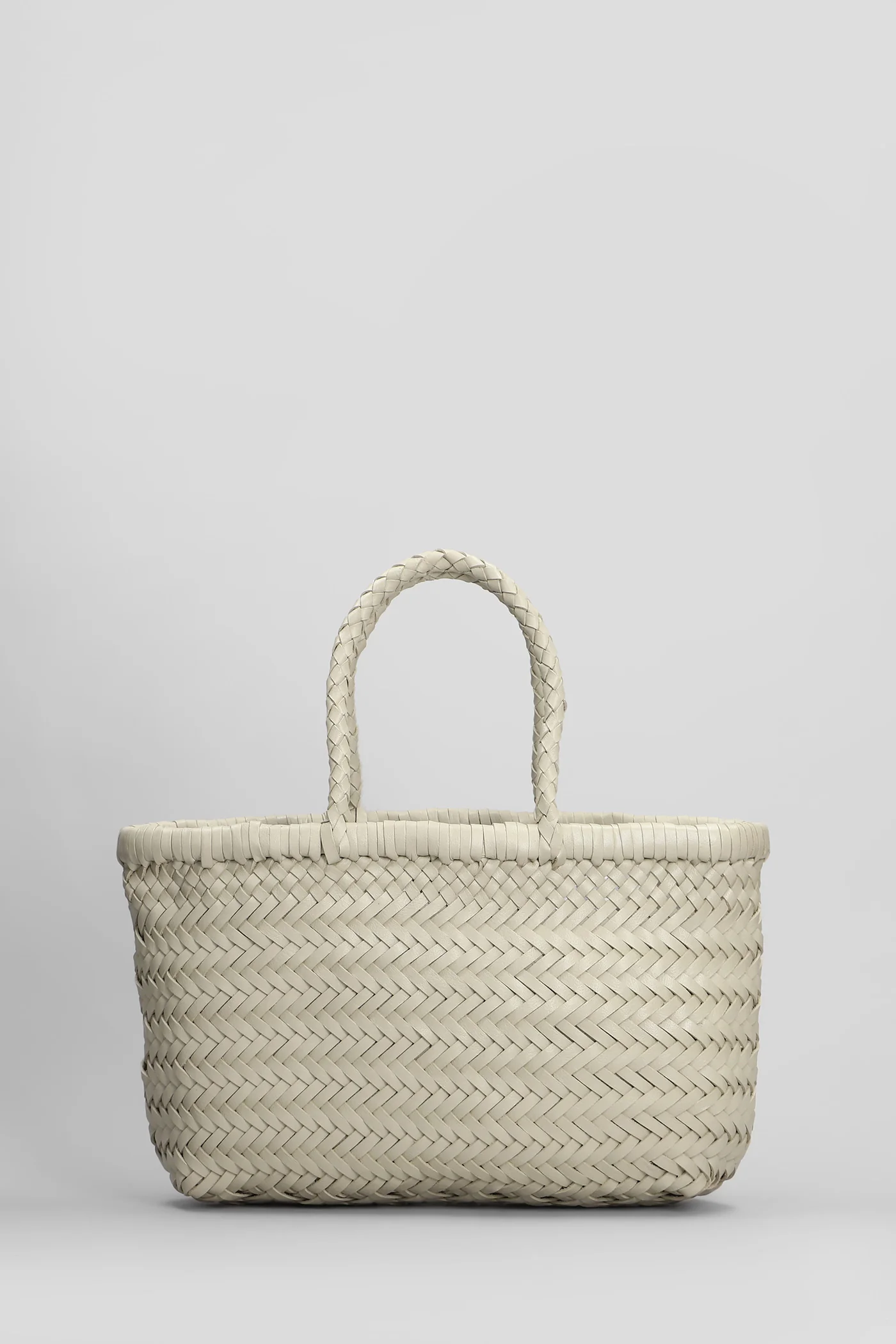 Mini Flat Gora Baske Hand bag in beige leather - Image 3