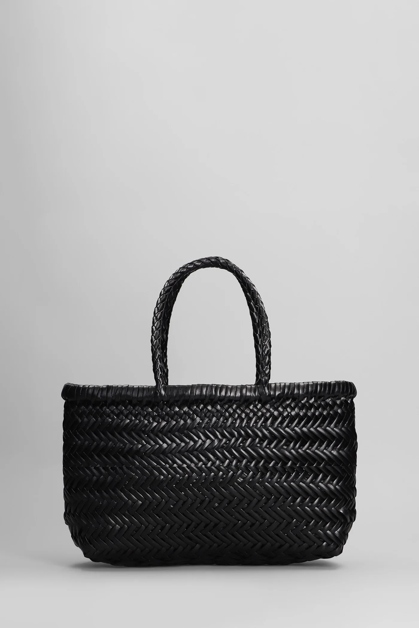Mini Flat Gora Baske Hand bag in black leather