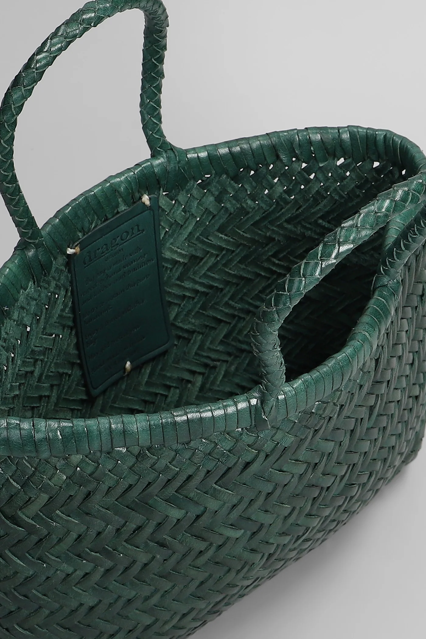 Mini Flat Gora Baske Hand bag in green leather - Image 4