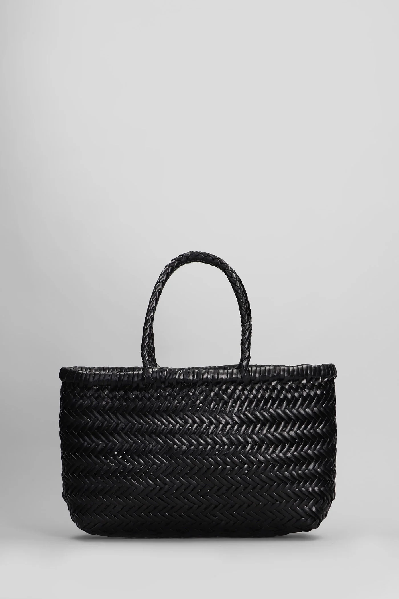 Mini Flat Gora Baskt Hand bag in black leather - Image 3