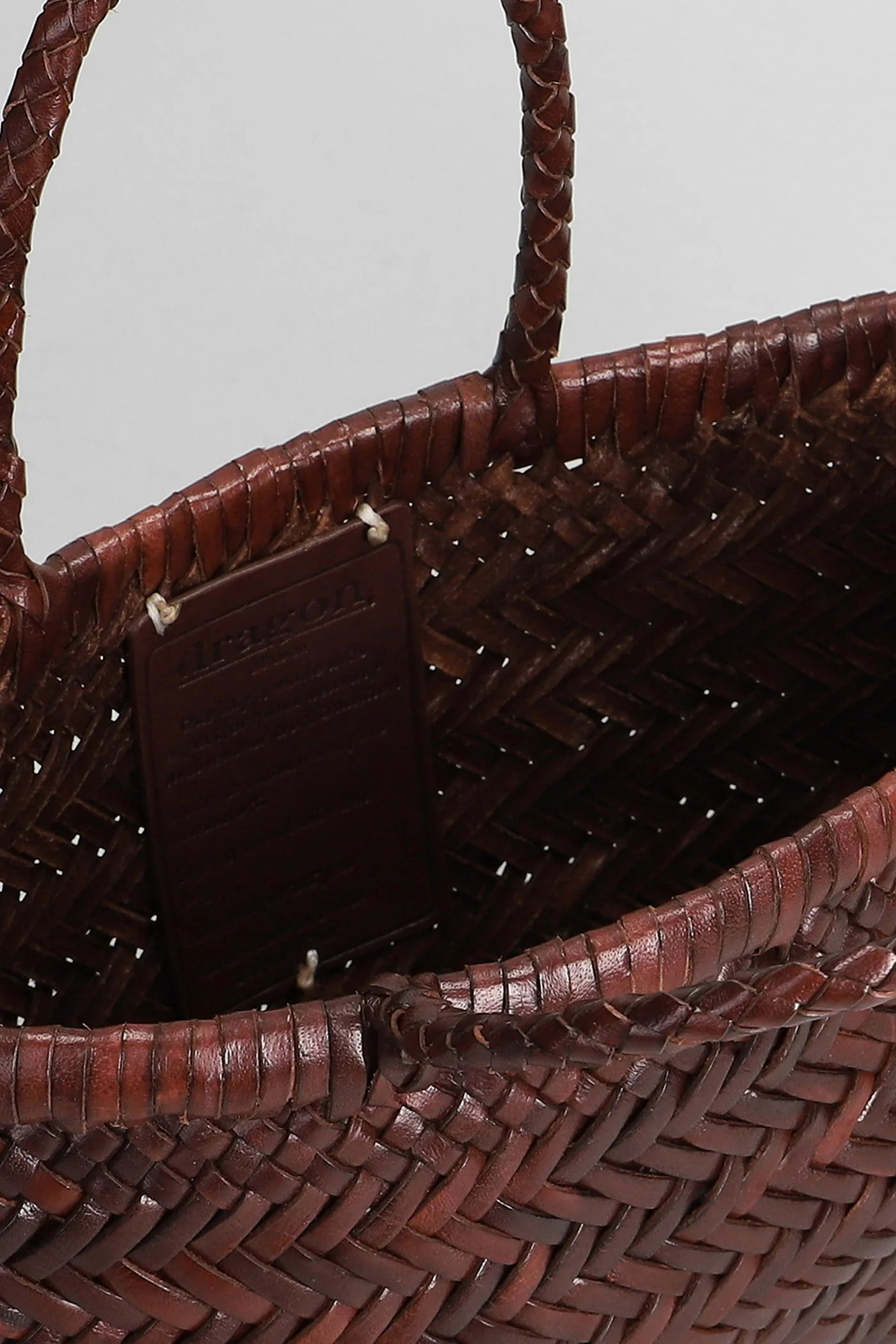 Mini Flat Gora Baskt Hand bag in brown leather - Image 4