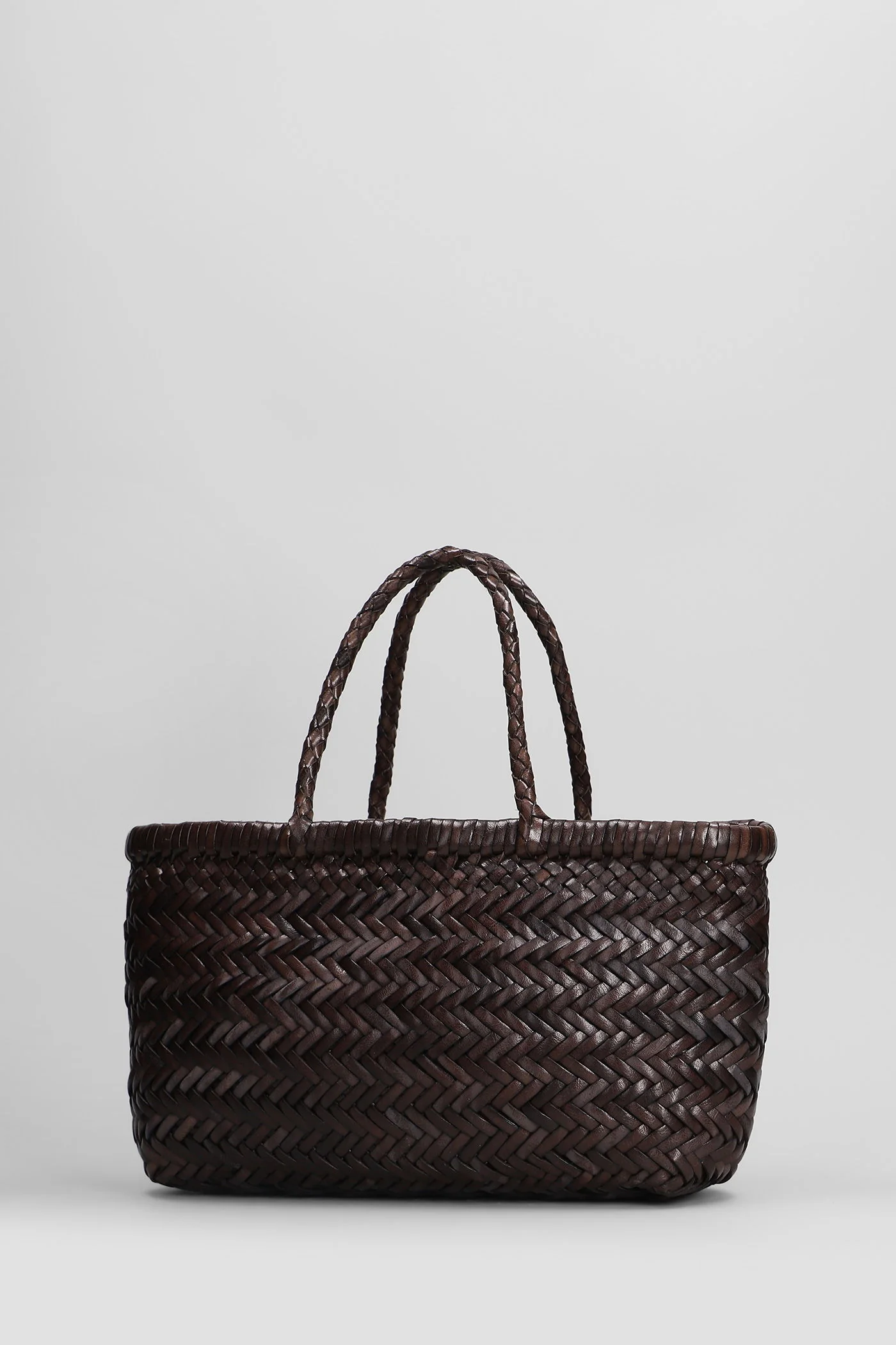 Mini Flat Gora Baskt Hand bag in brown leather - Image 2