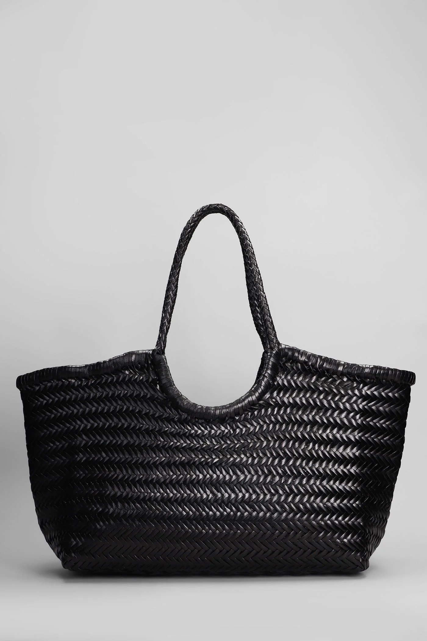 Nantucket Basket Big Tote in black leather