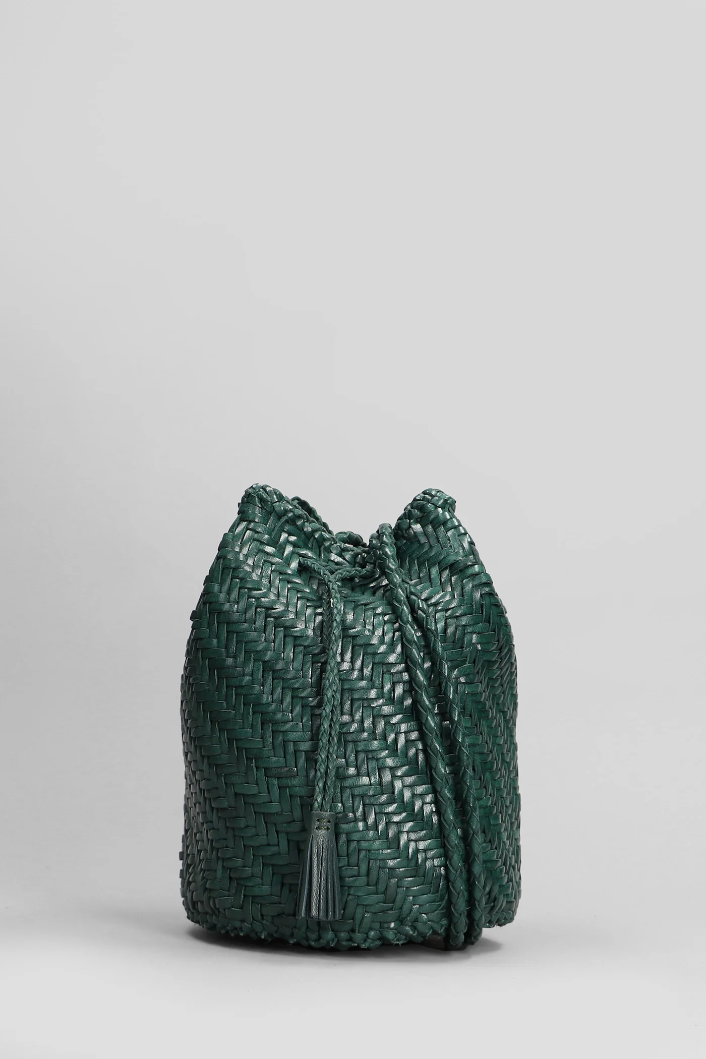 Pompom Double Jump Shoulder bag in green leather