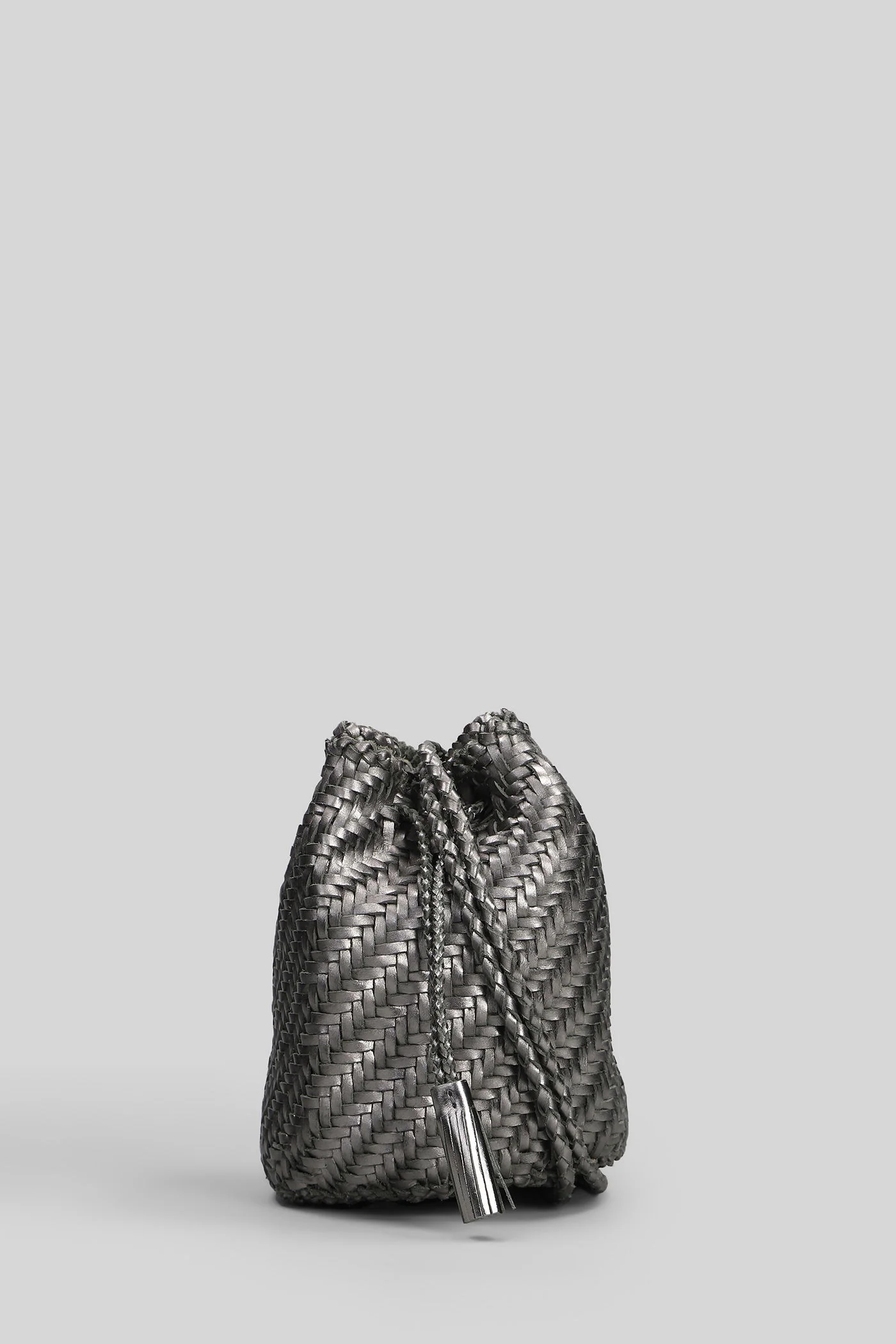 Pompom Double Jump Shoulder bag in Gunmetal leather