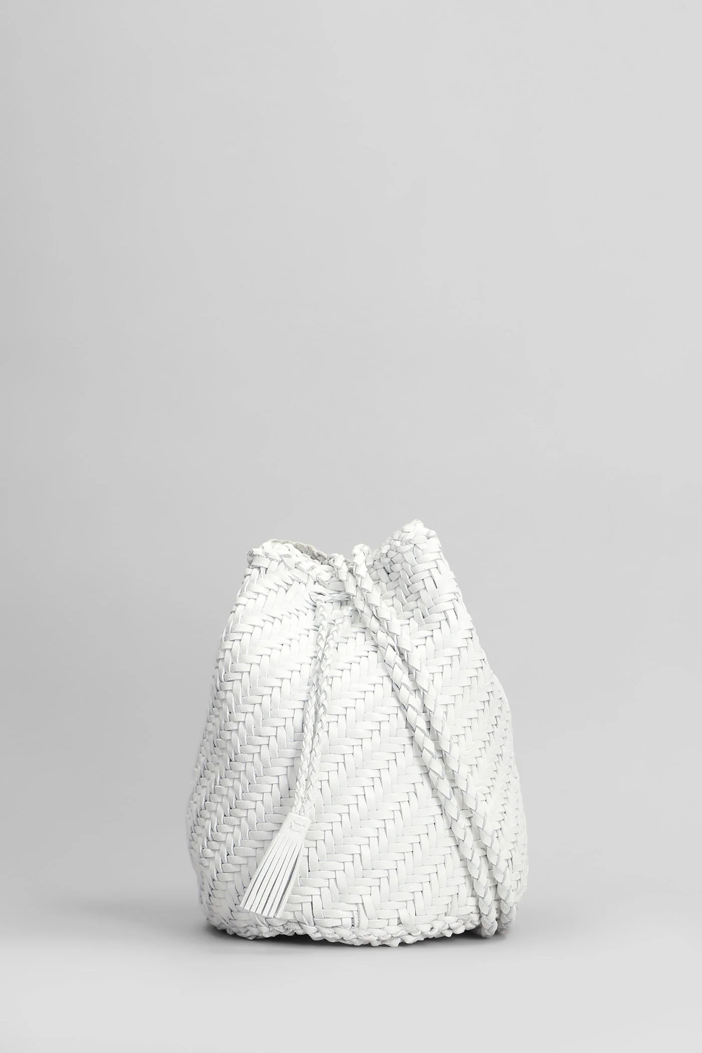 Pompom Double Jump Shoulder bag in white leather