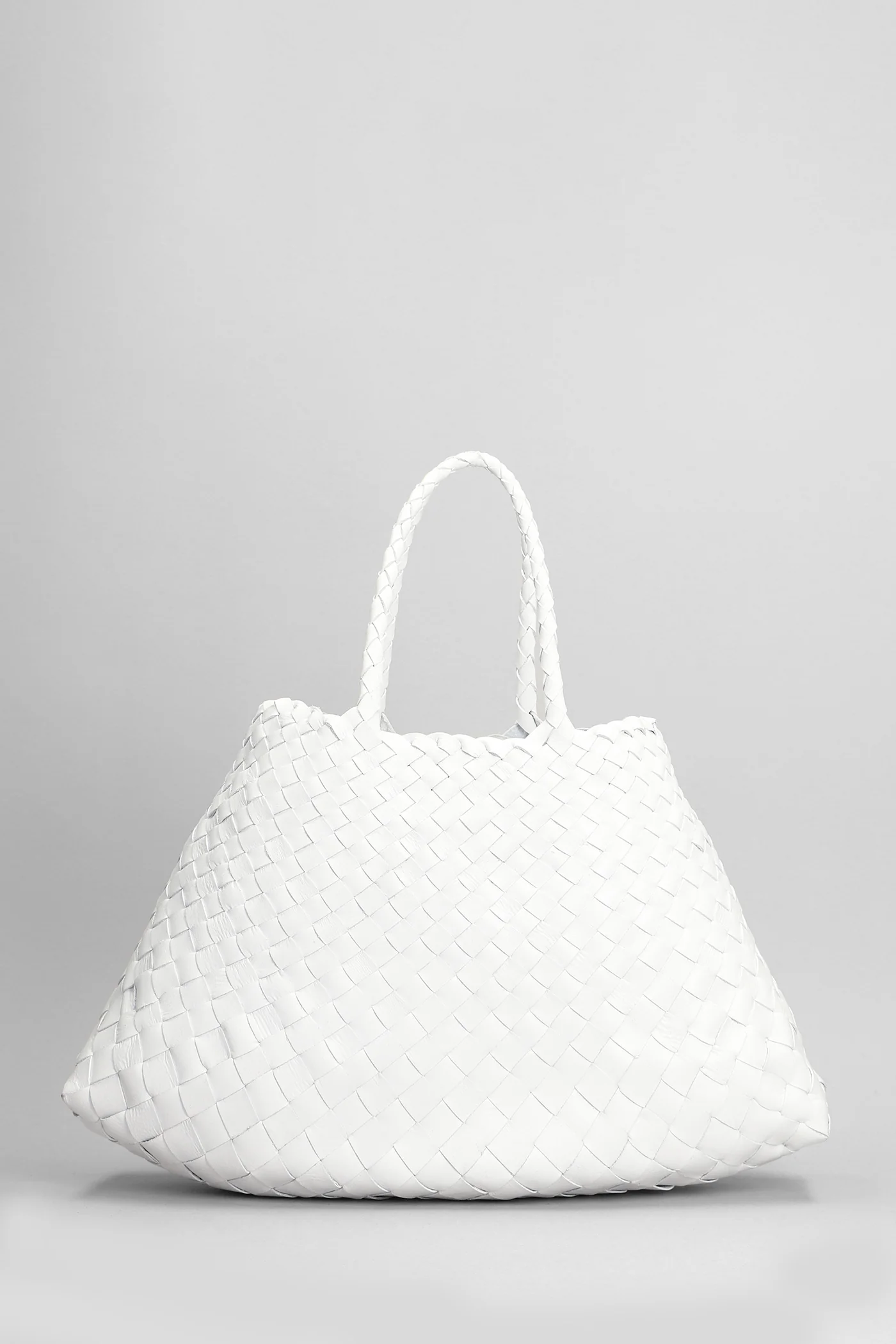 Santa Croce Small Tote in white leather