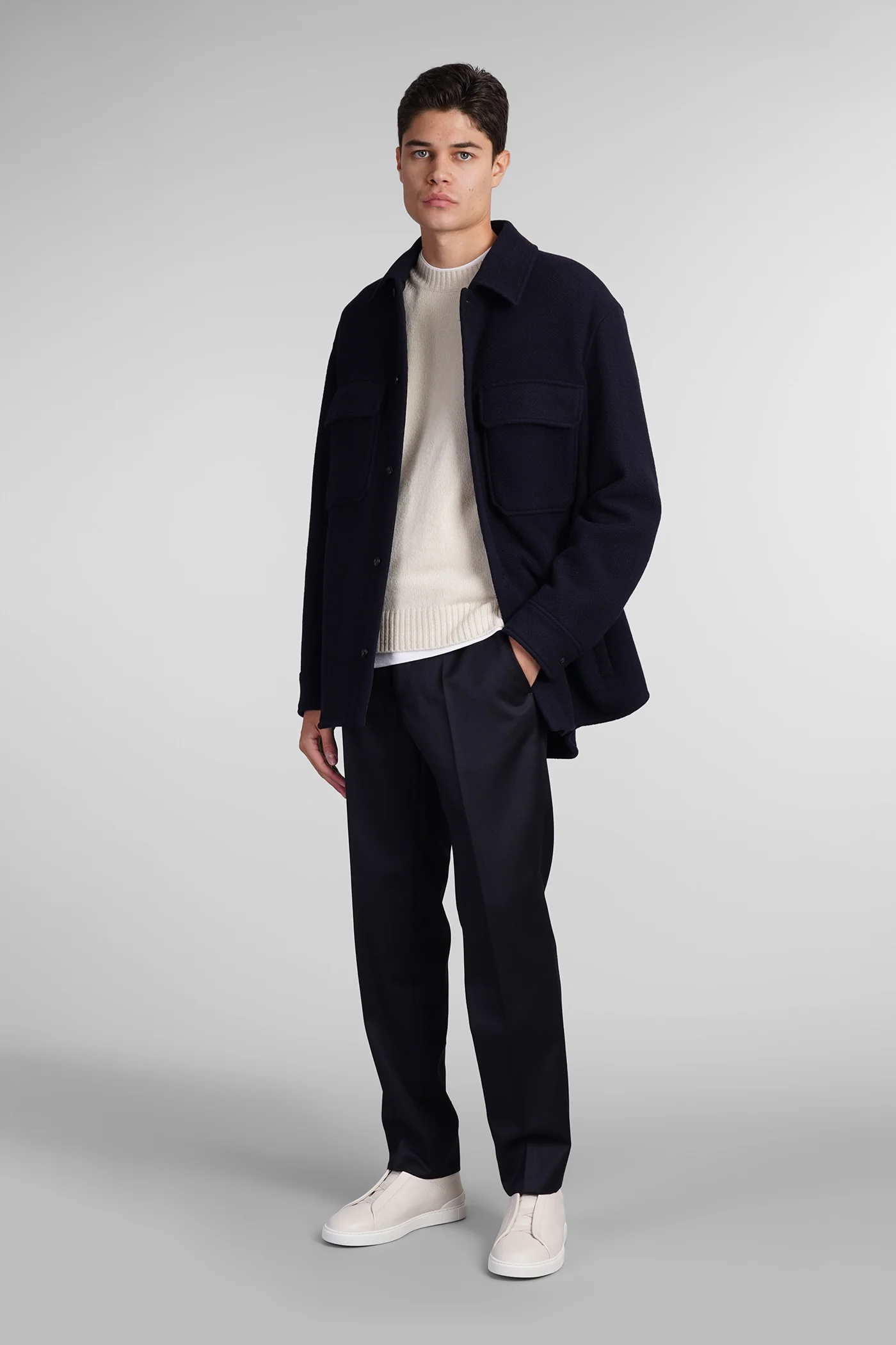 Casual jacket in blue wool - Image 2