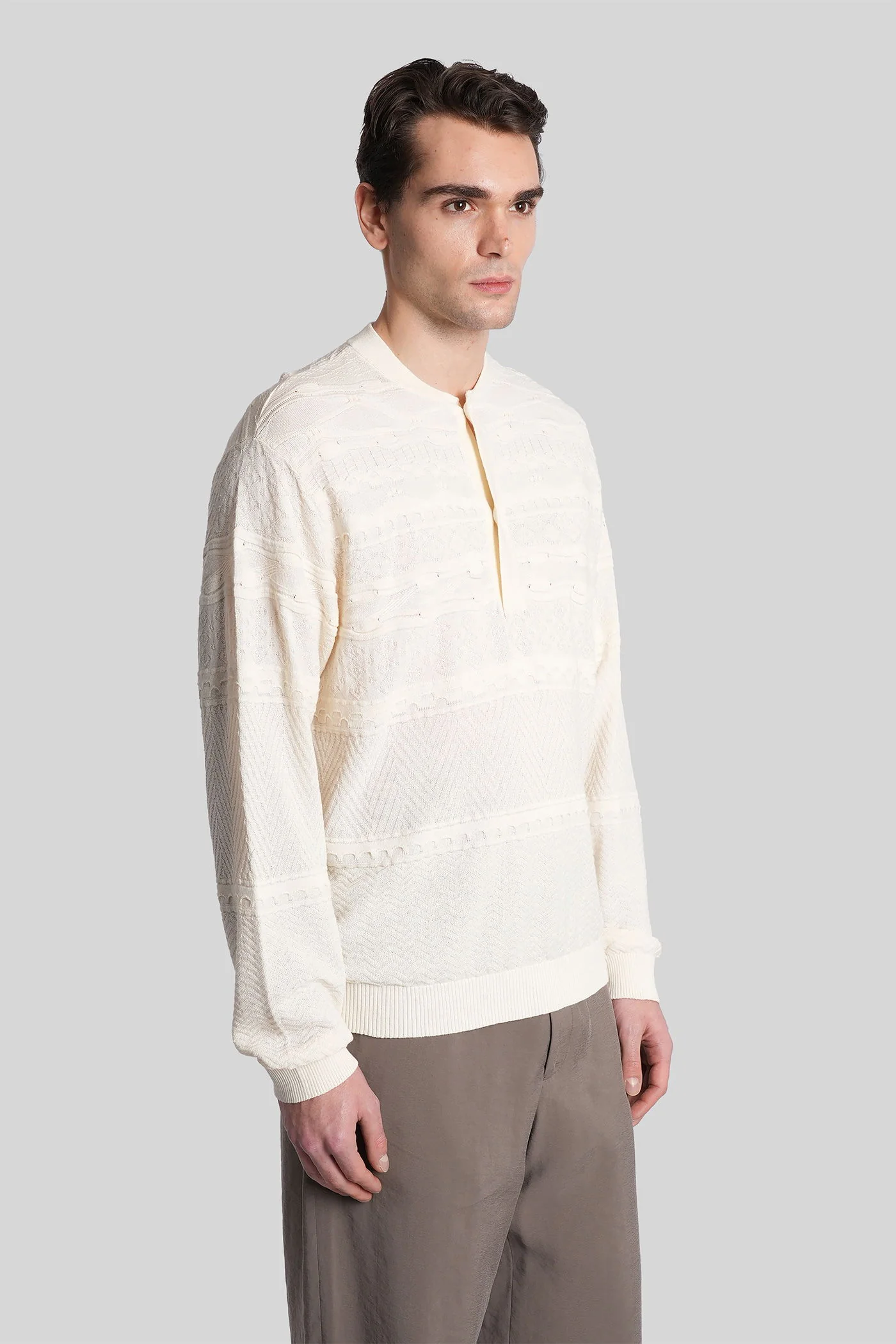 Polo in beige wool and polyester - Image 3