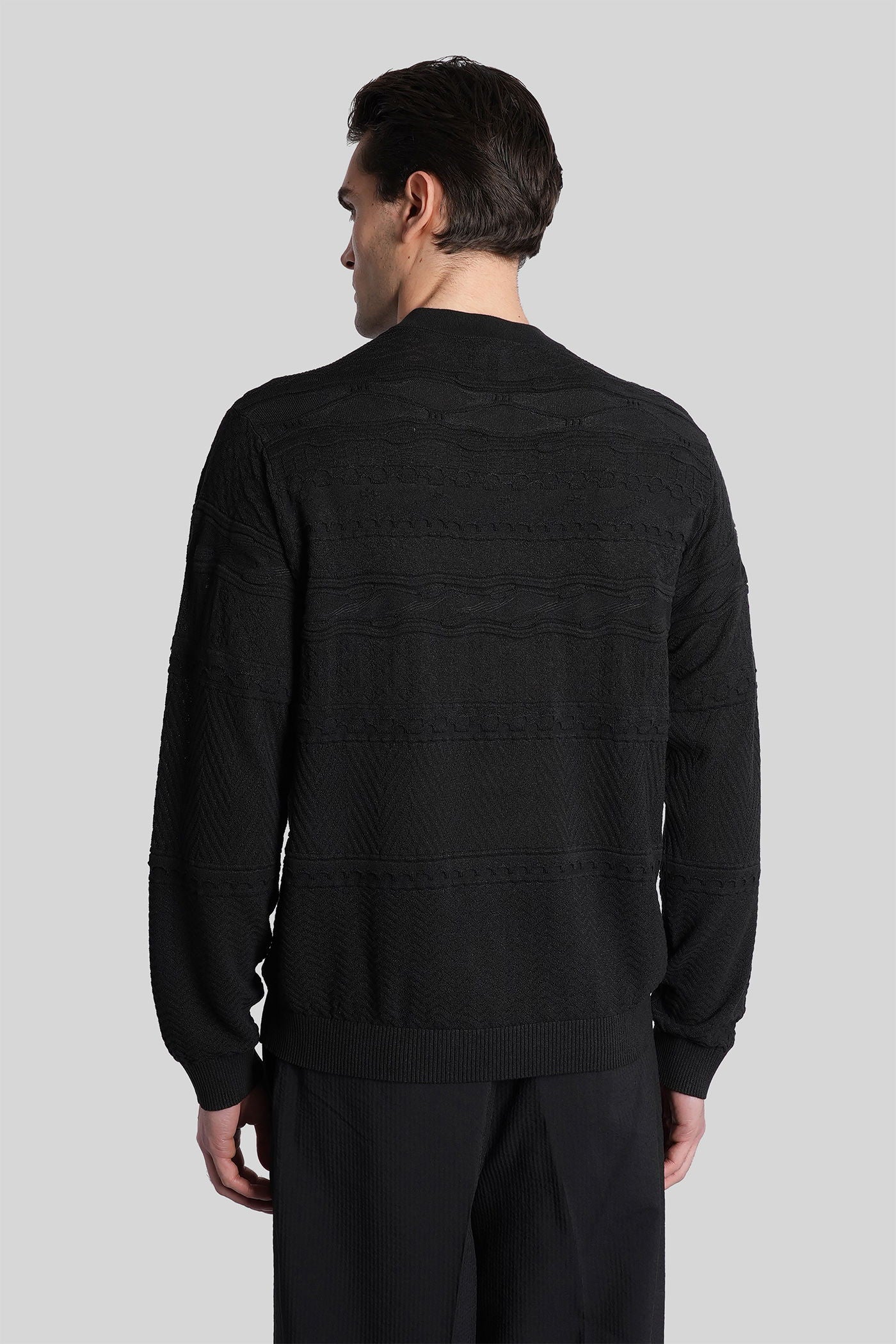 Polo in black wool and polyester - Image 3
