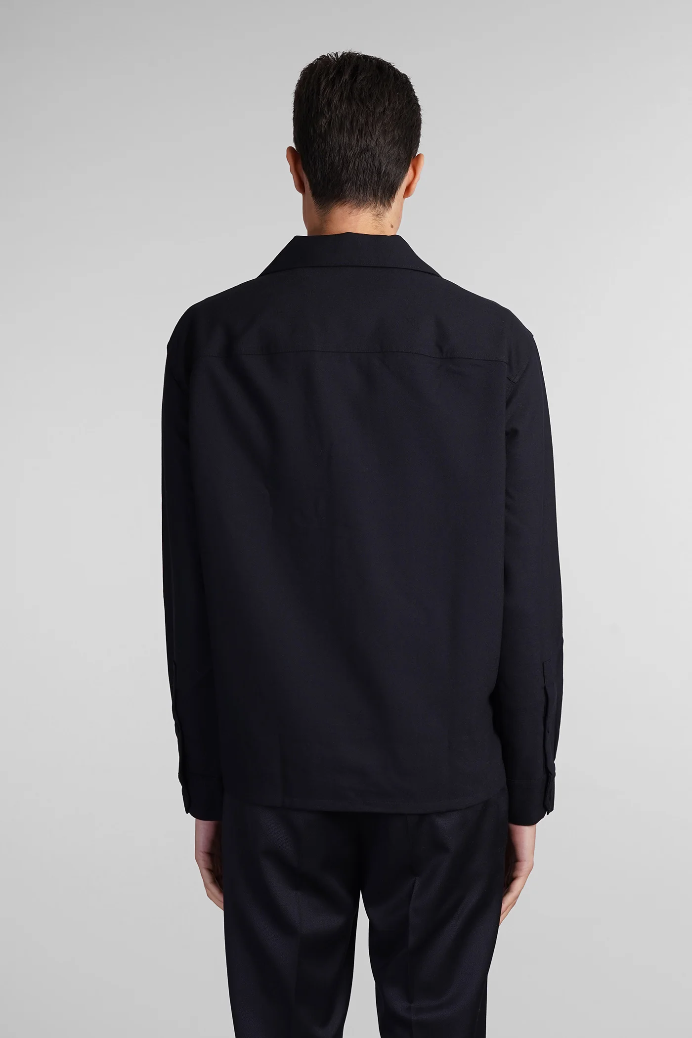 Shirt in blue wool - Image 3