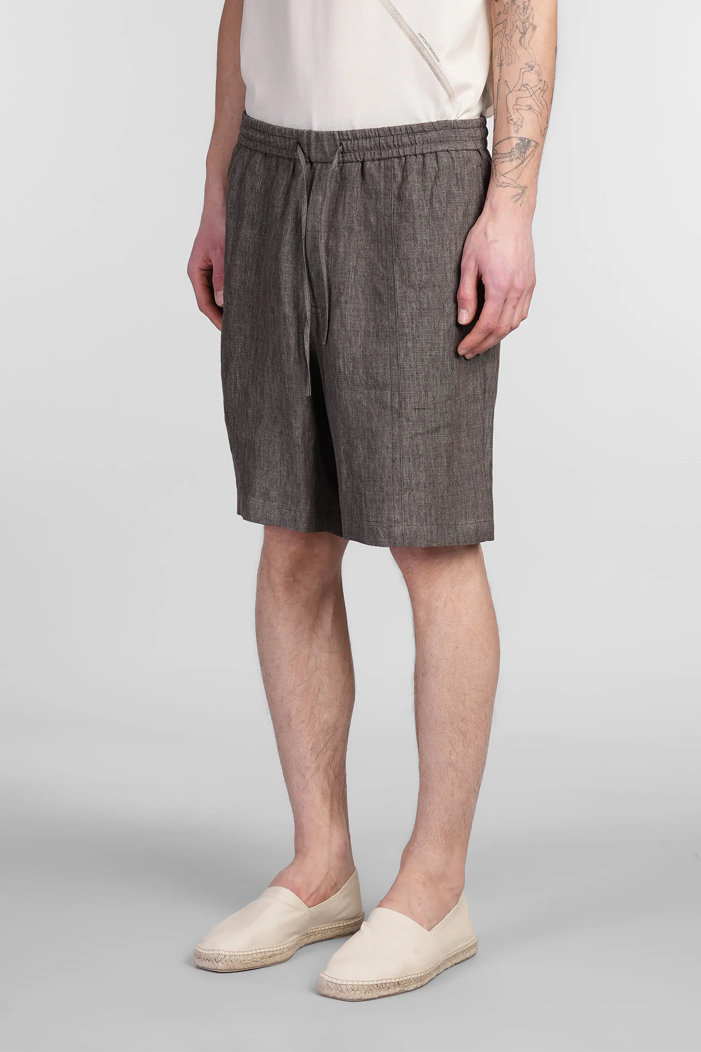 Shorts in brown linen - Image 4