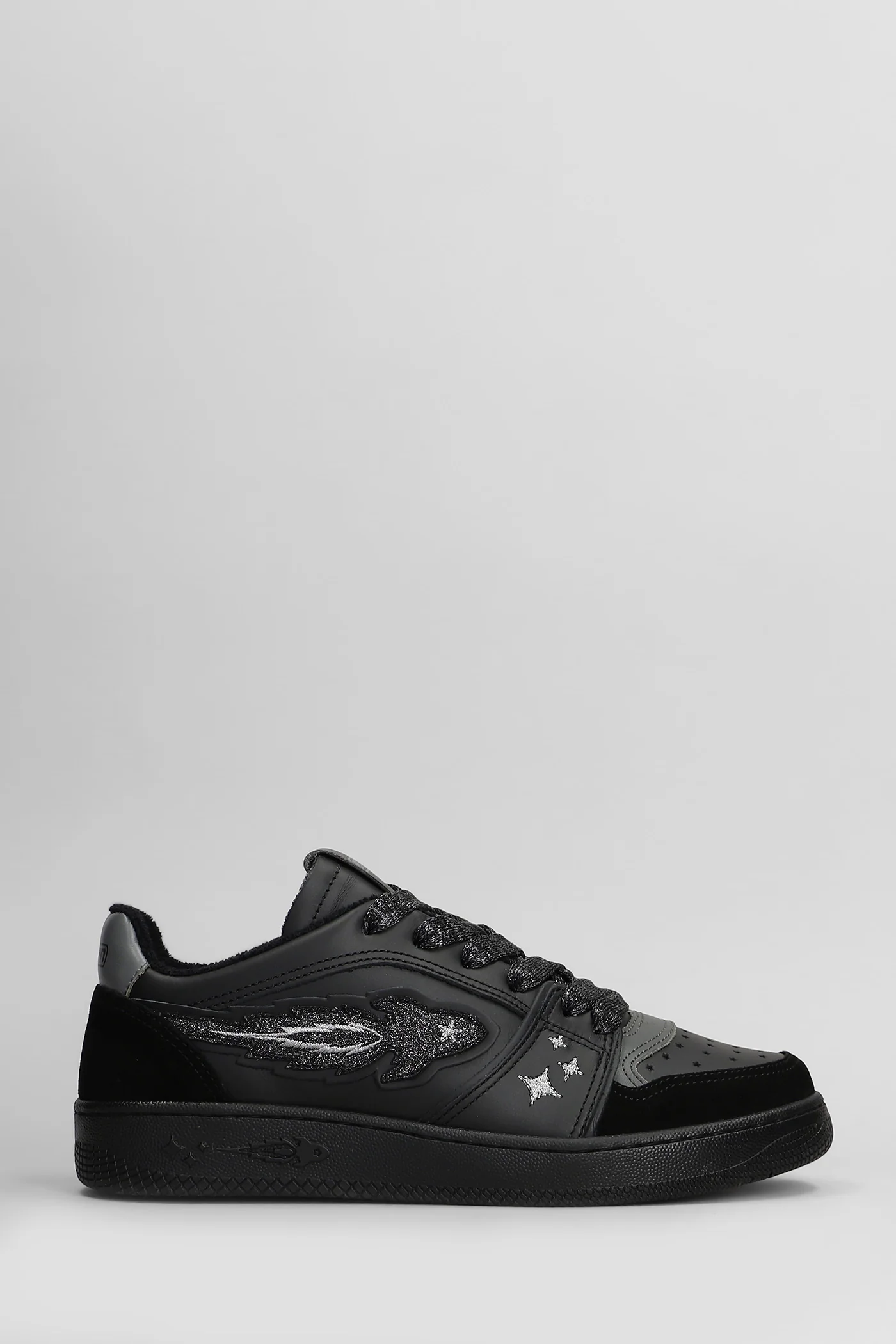 Egg Rocket Sneakers in black suede and leather