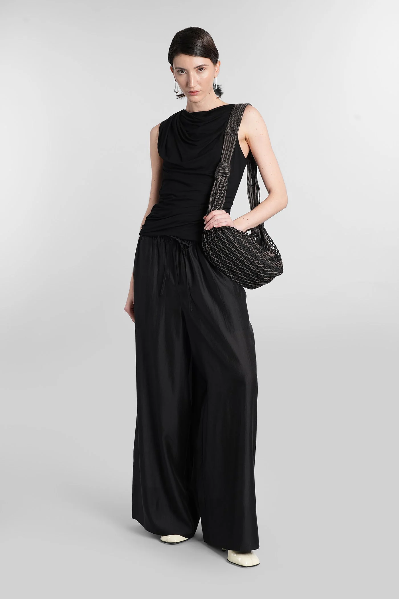 Pants in black wool and polyester - Image 2
