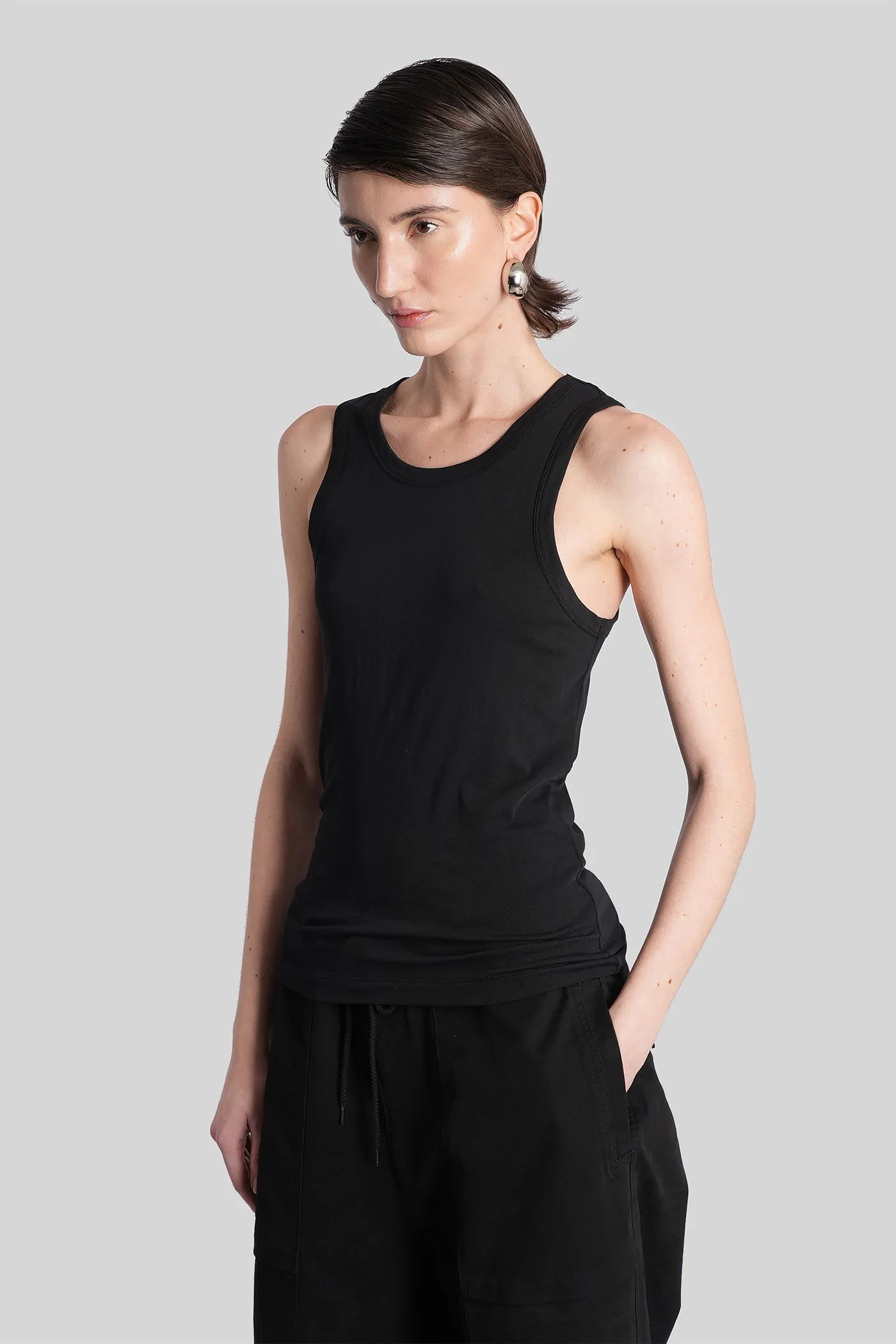 tank Top in black cotton - Image 3
