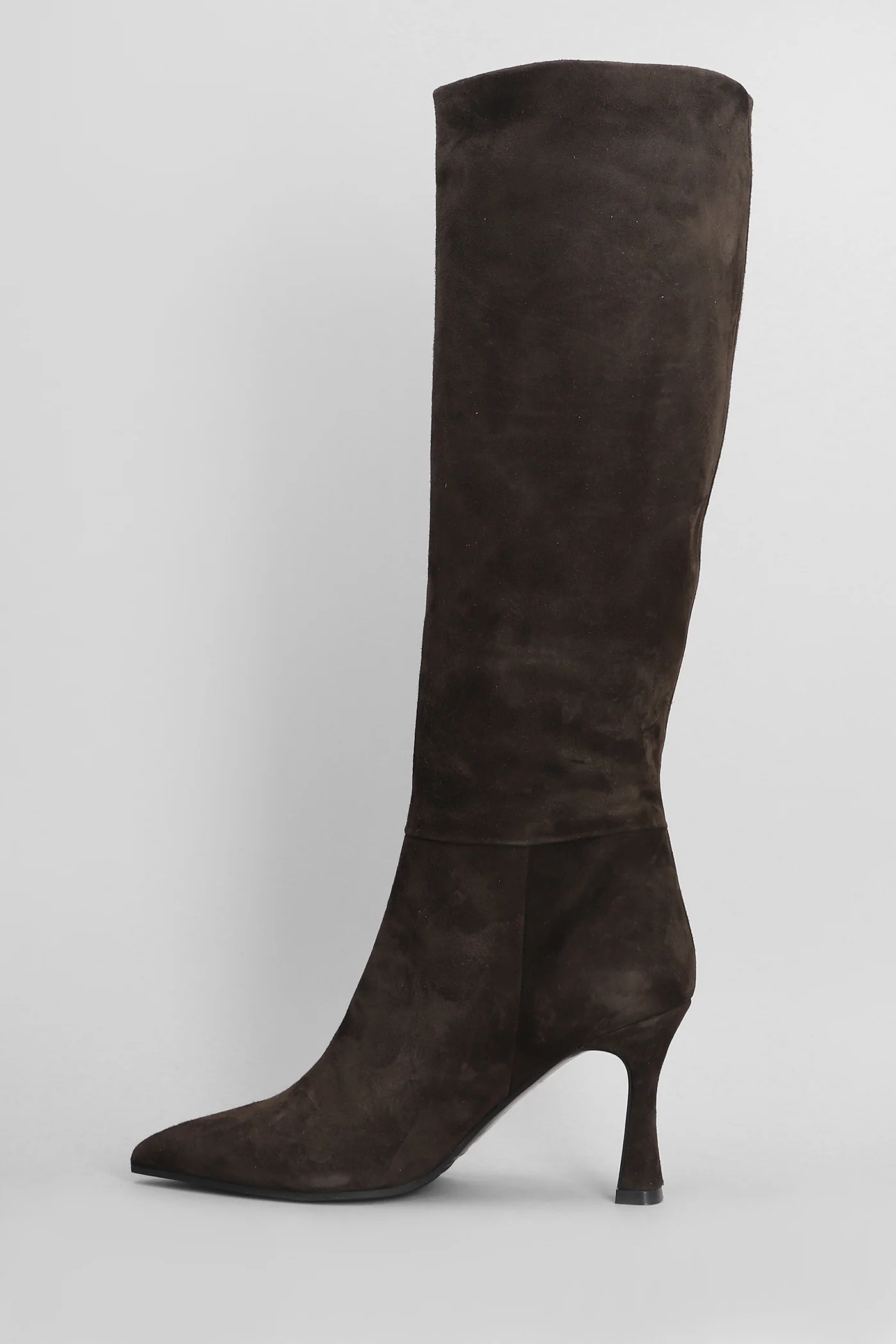 High heels boots in dark brown suede - Image 3