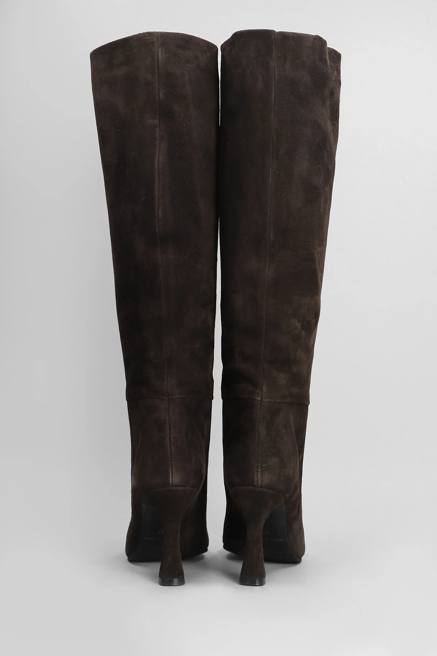 High heels boots in dark brown suede - Image 4