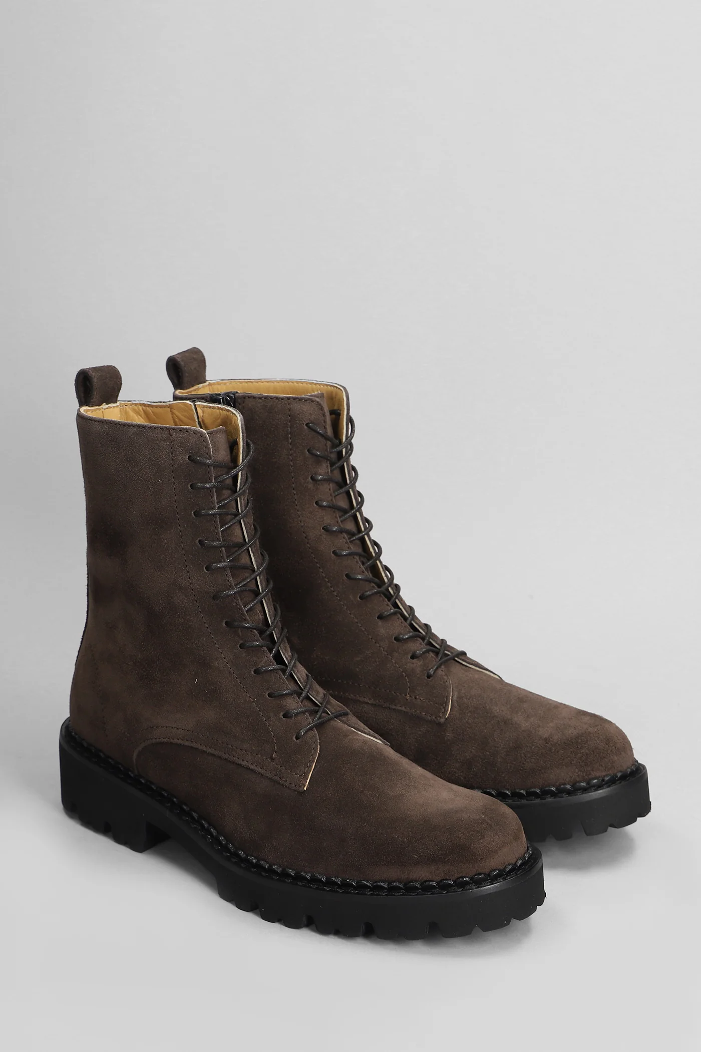 Combat boots in dark brown suede - Image 2
