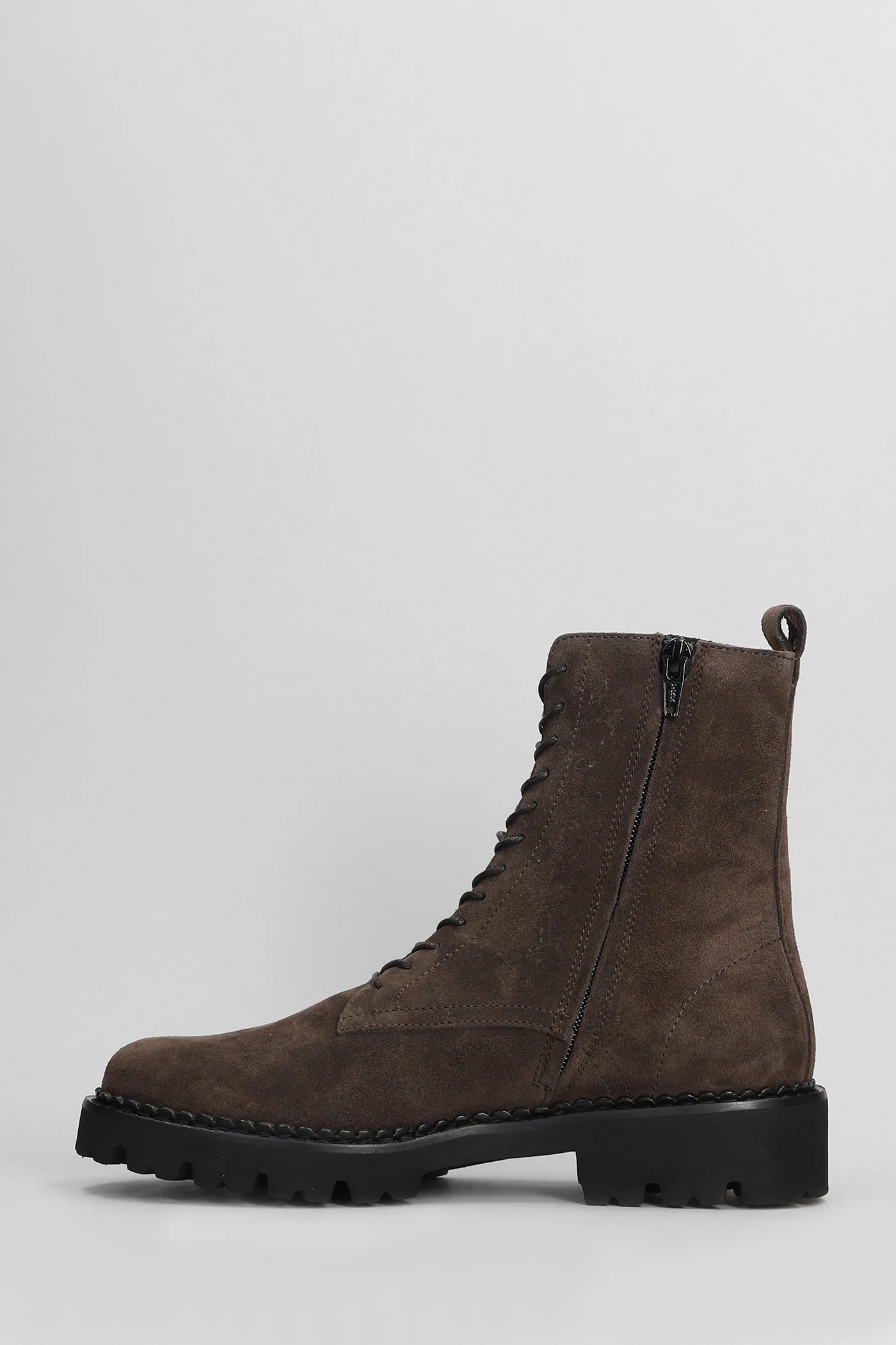 Combat boots in dark brown suede - Image 3