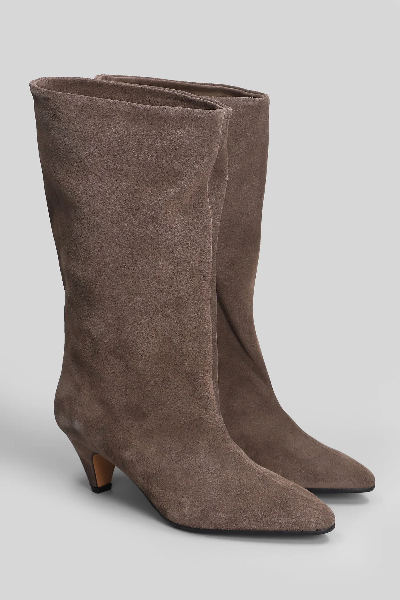 High heels Ankle boots in taupe suede - Image 2