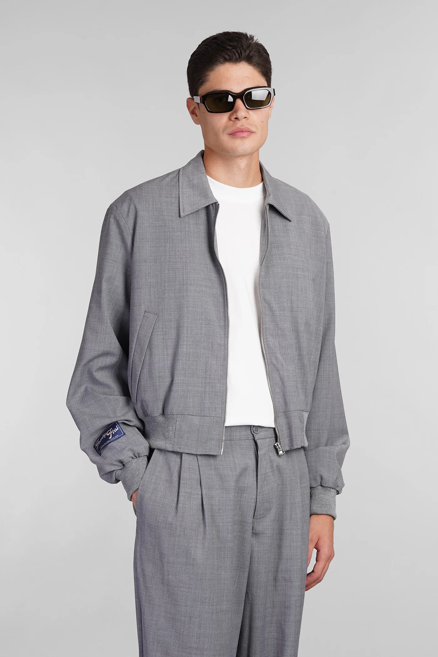 Casual jacket in grey polyester