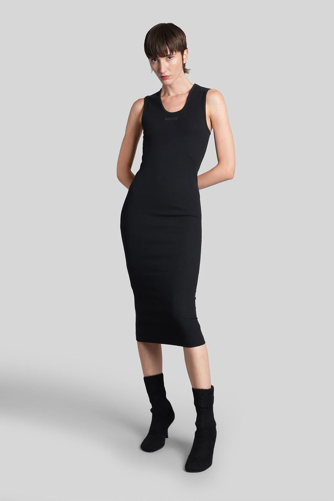 Long dress in black cotton - Image 2