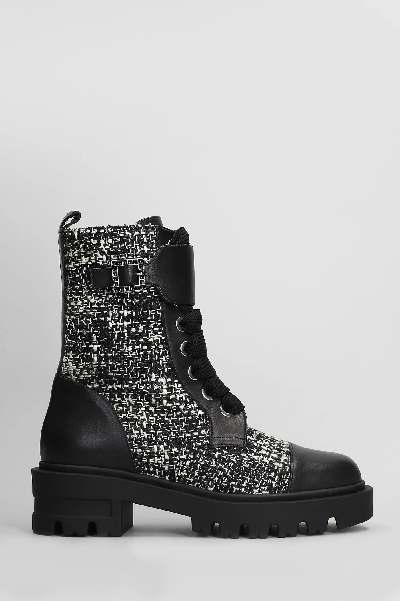 Vlady Combat boots in black wool and leather - Image 11