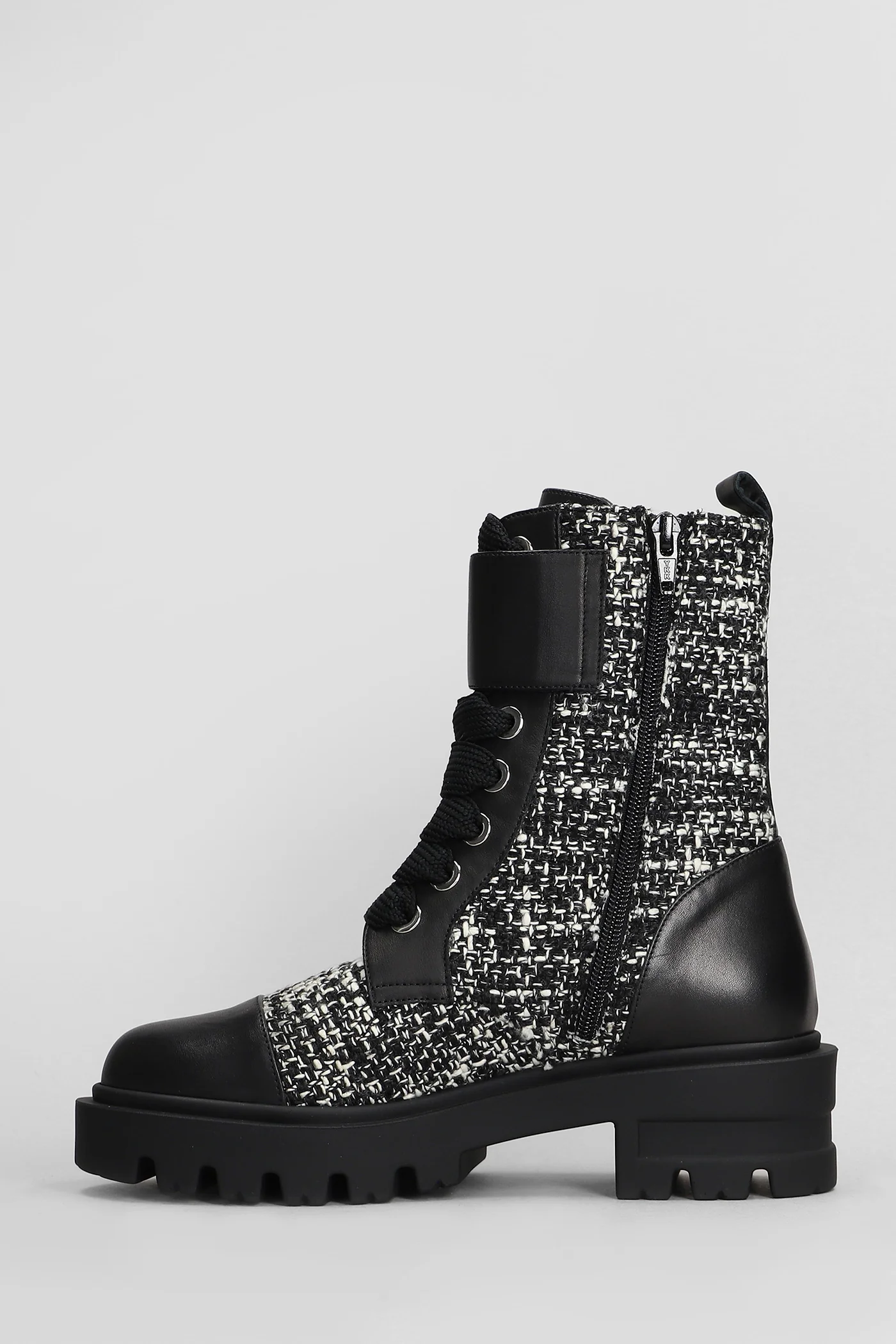Vlady Combat boots in black wool and leather - Image 8