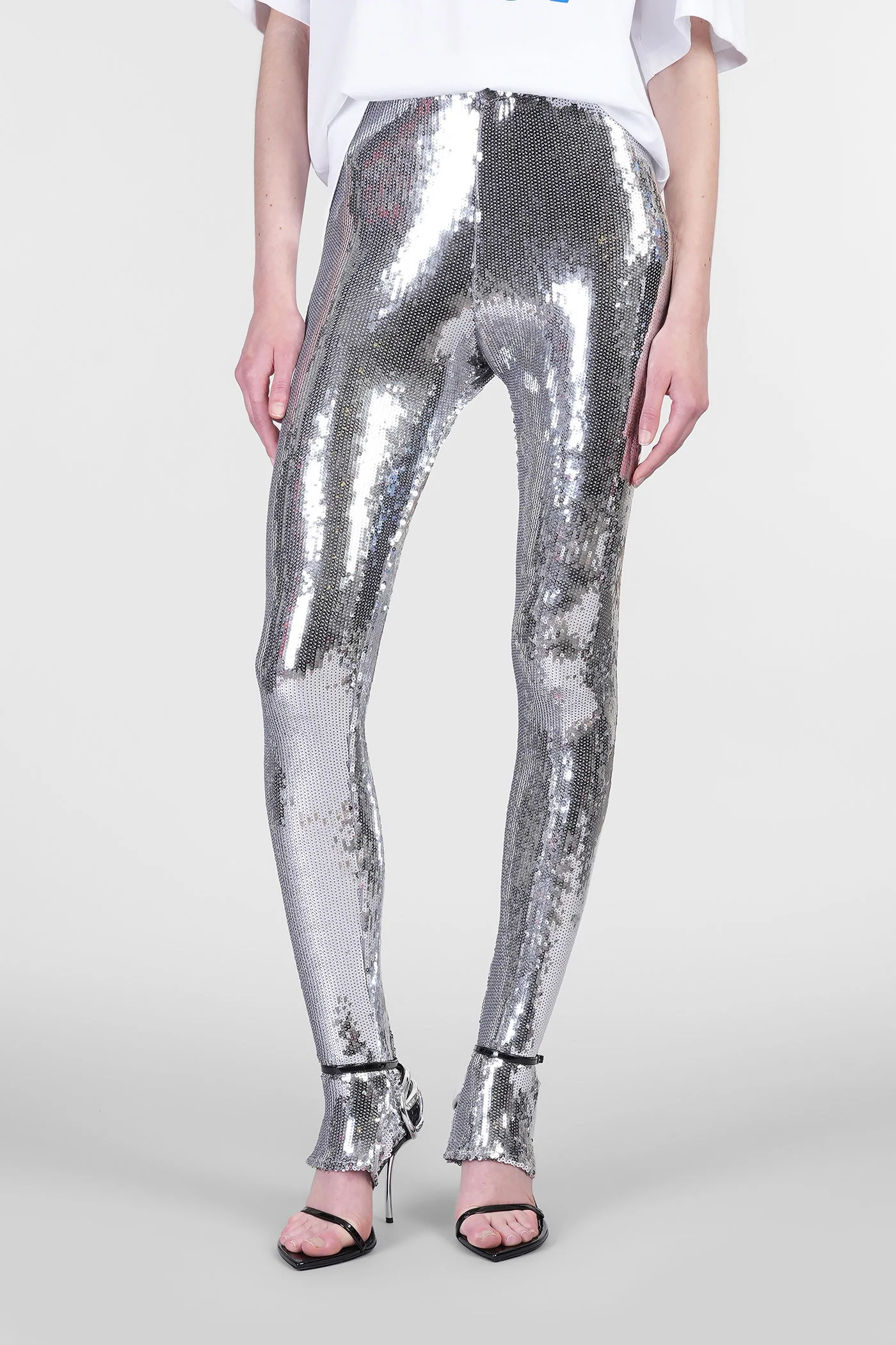 Leggings in silver viscose