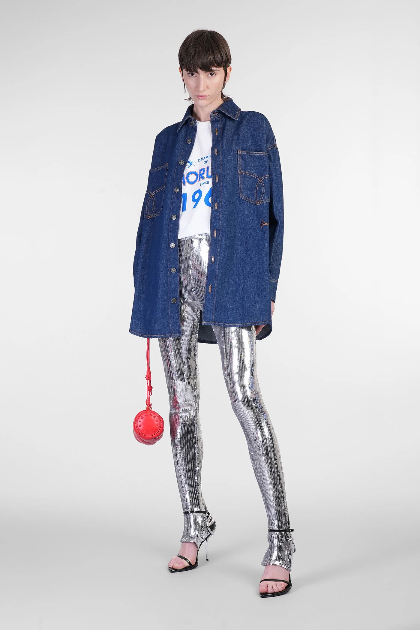 Leggings in silver viscose - Image 2
