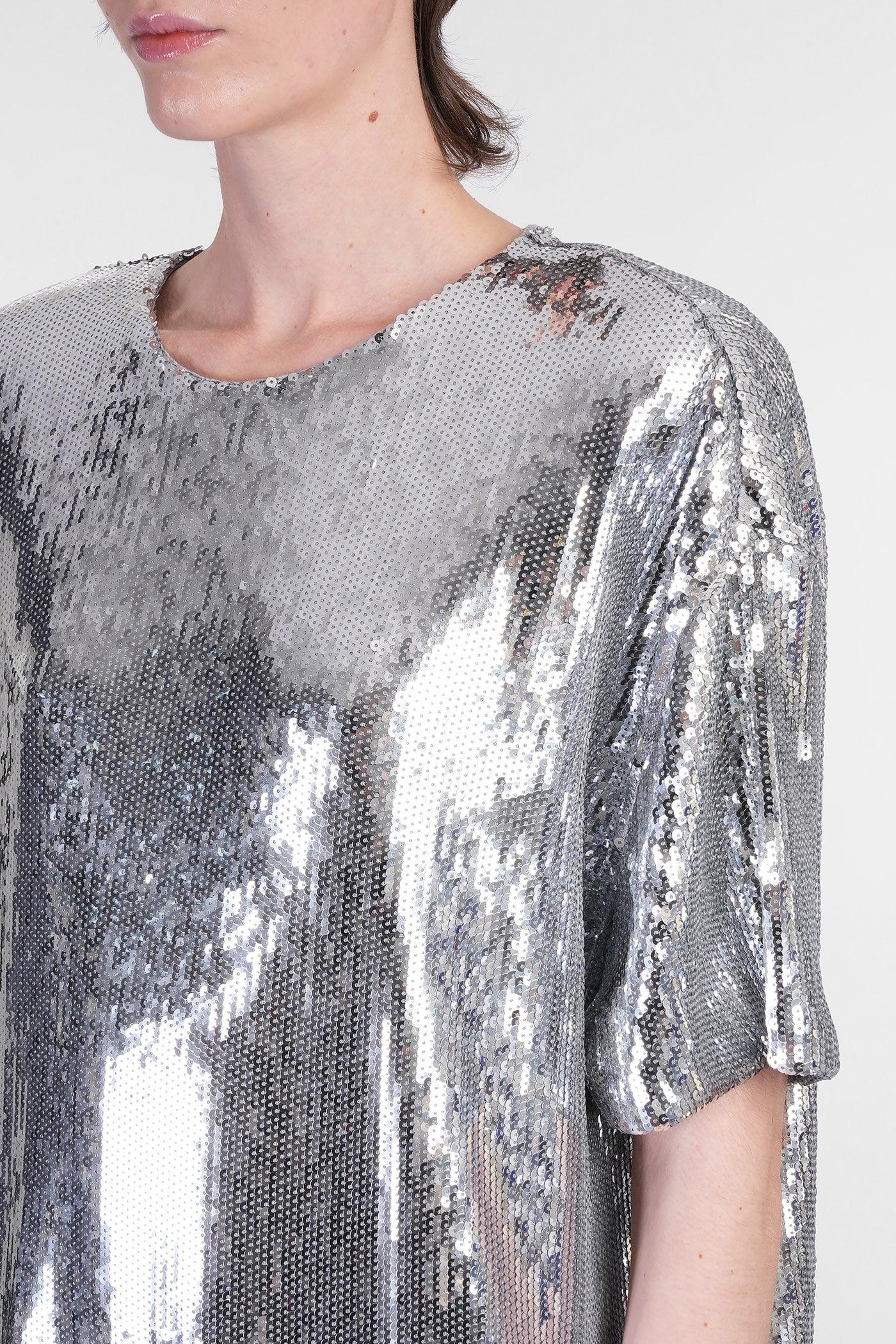 Mini dress in silver cotton - Image 5