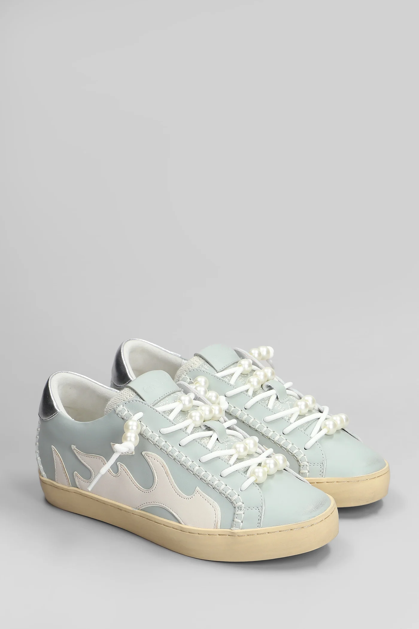 Gamin Sneakers in cyan leather - Image 2