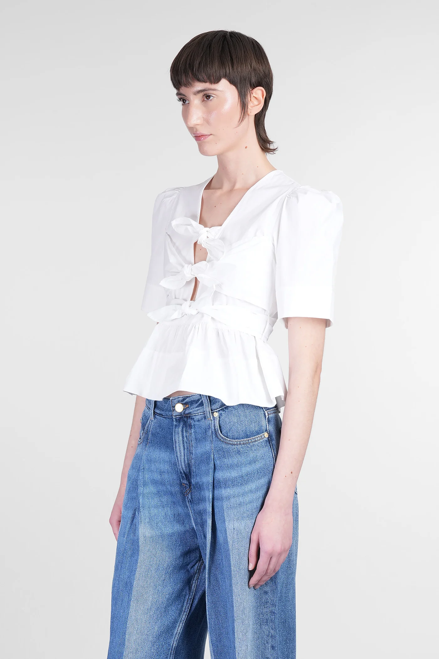 Blouse in white cotton - Image 4