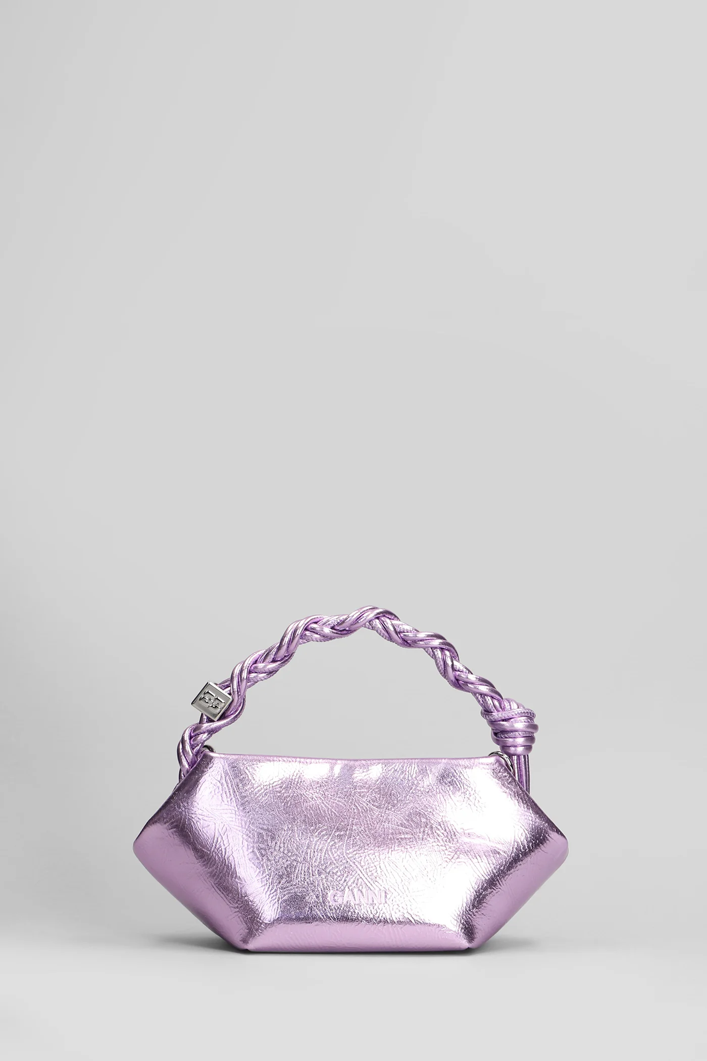 Bou bag mini metal Hand bag in rose-pink leather - Image 3