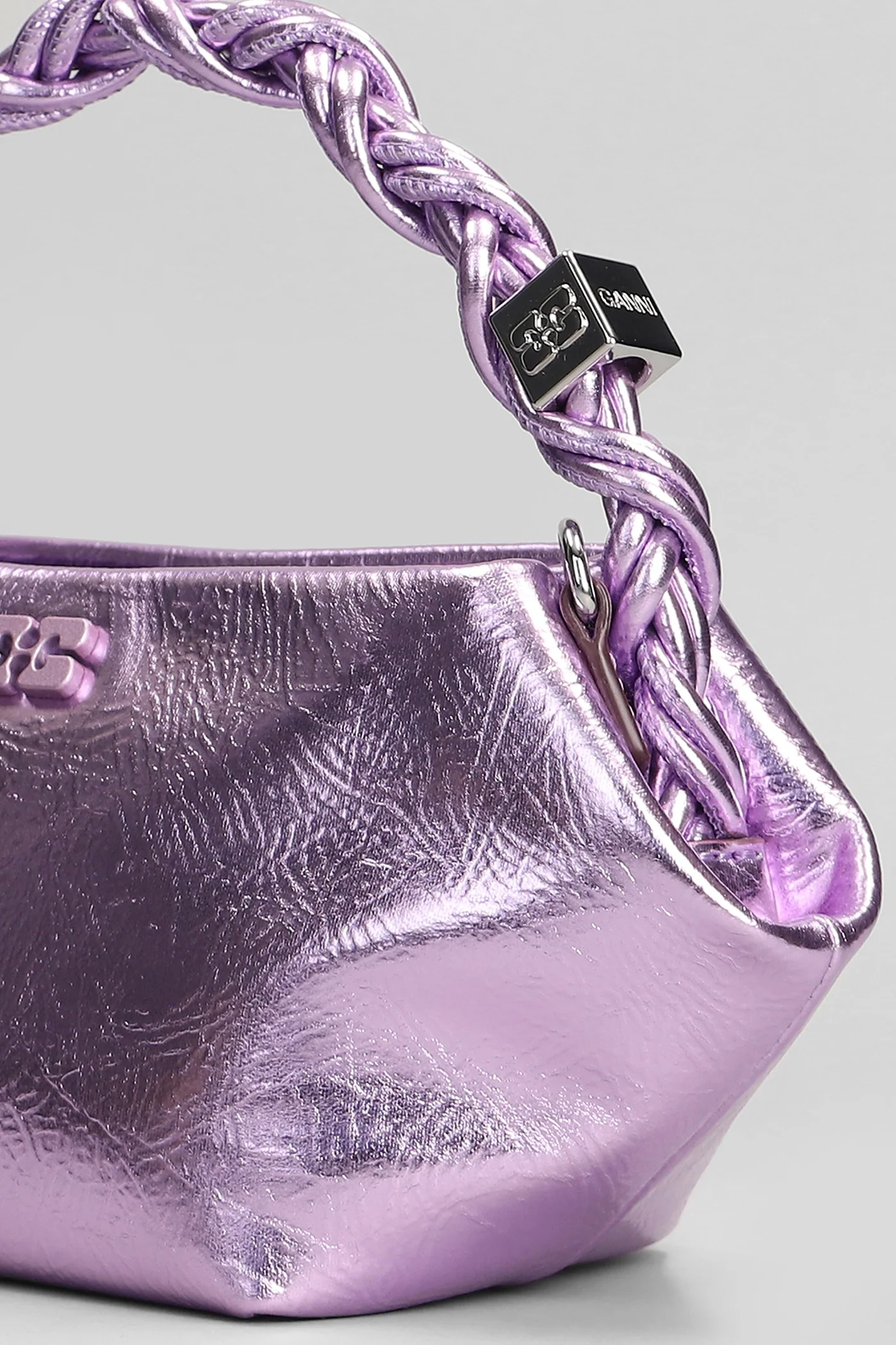 Bou bag mini metal Hand bag in rose-pink leather - Image 4