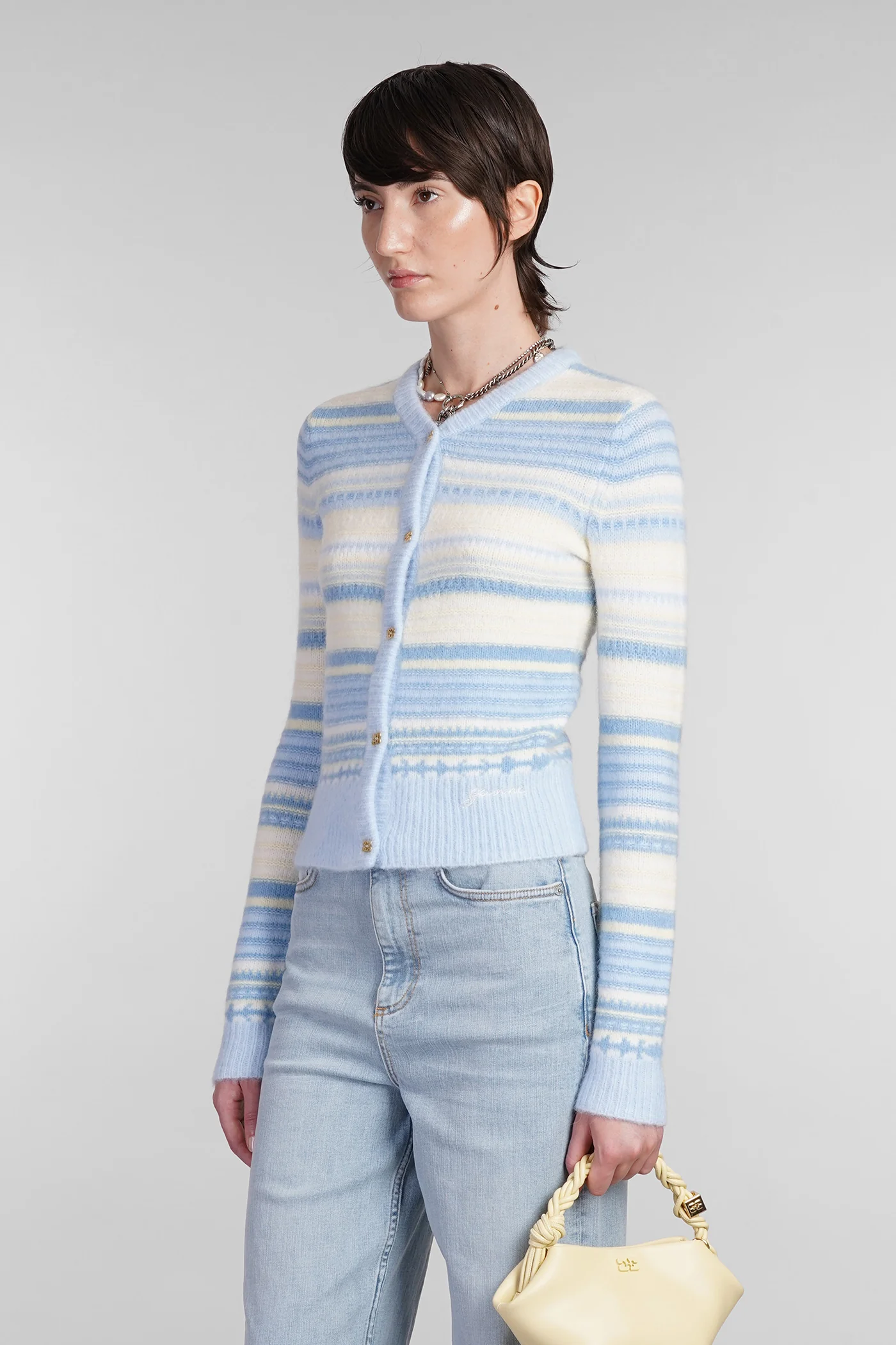 Cardigan in cyan wool - Image 4