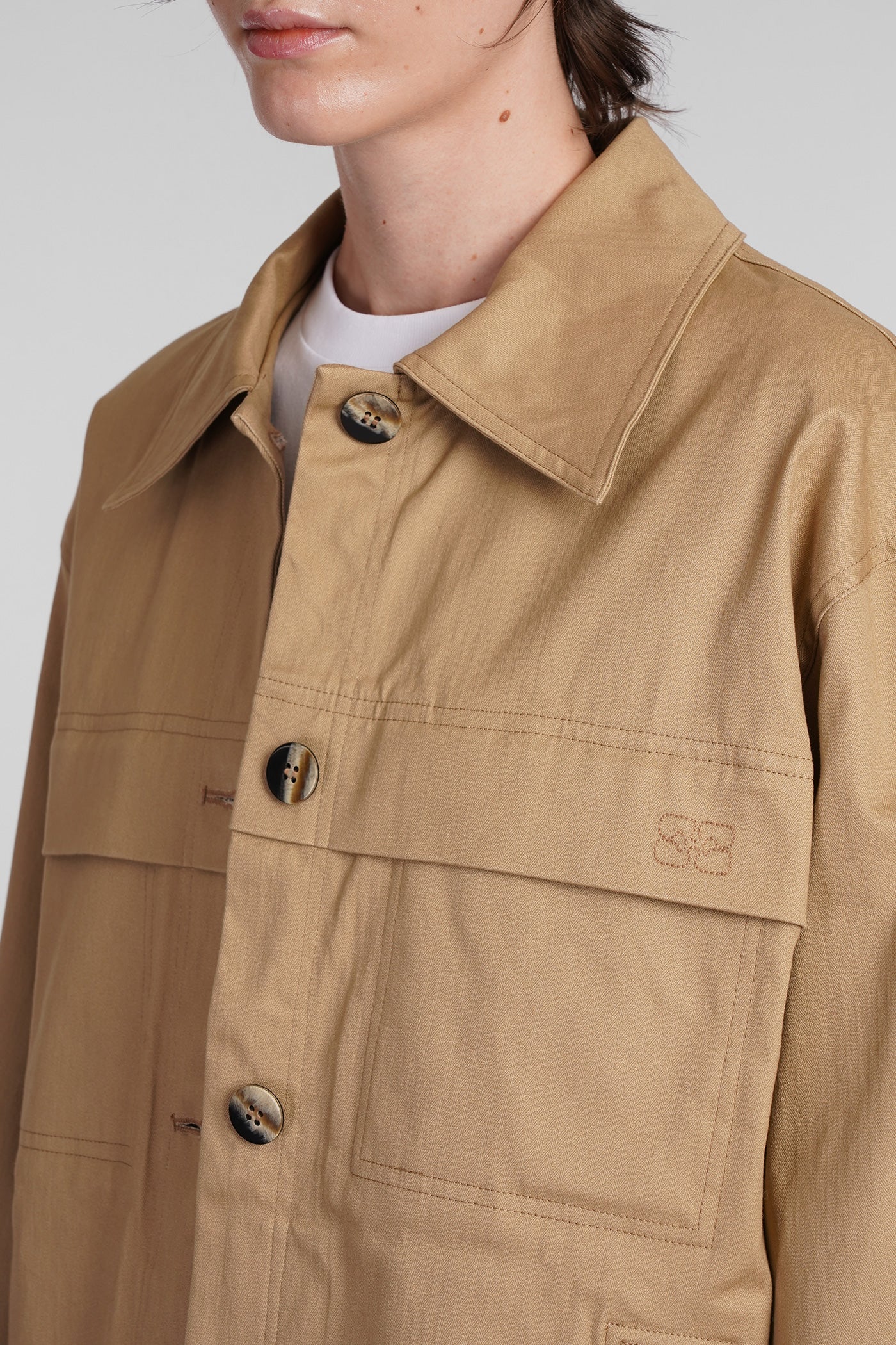 Casual jacket in beige cotton - Image 5