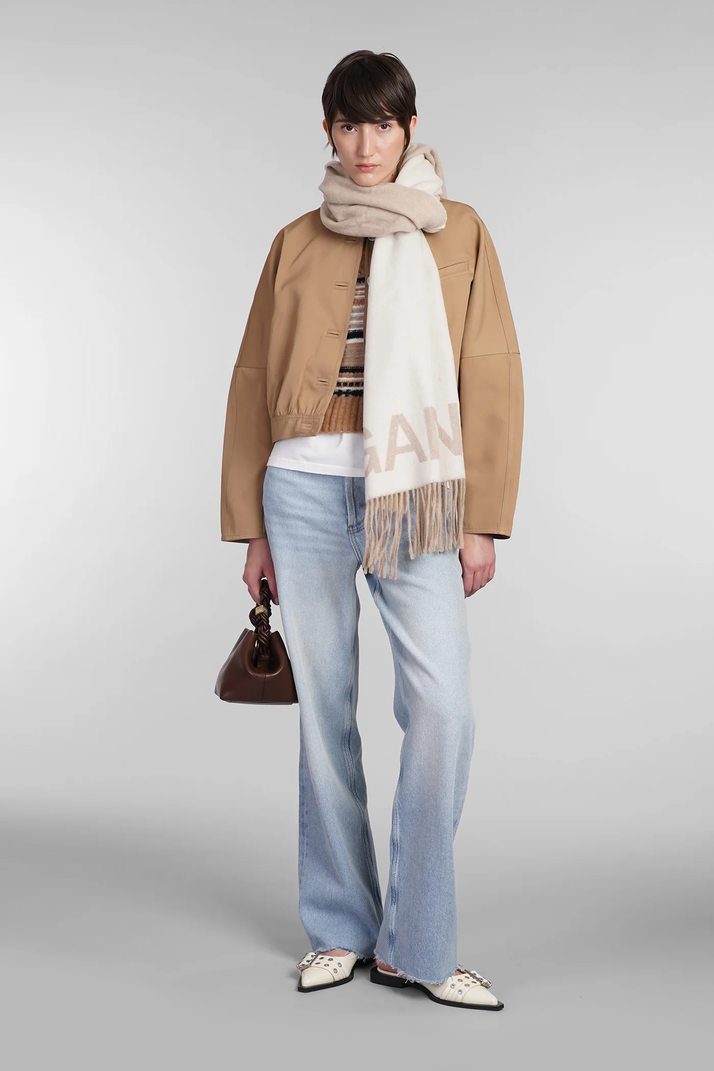 Casual jacket in beige polyester - Image 2