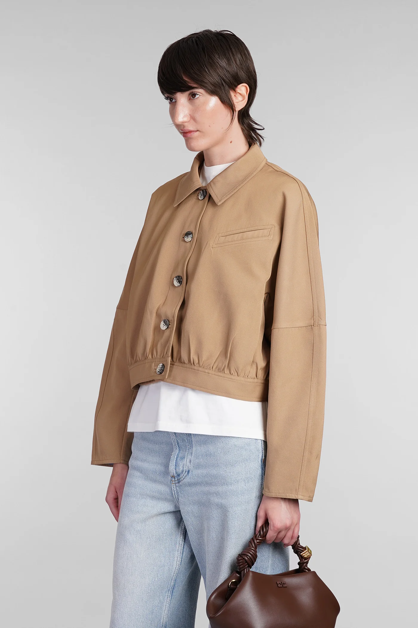 Casual jacket in beige polyester - Image 4