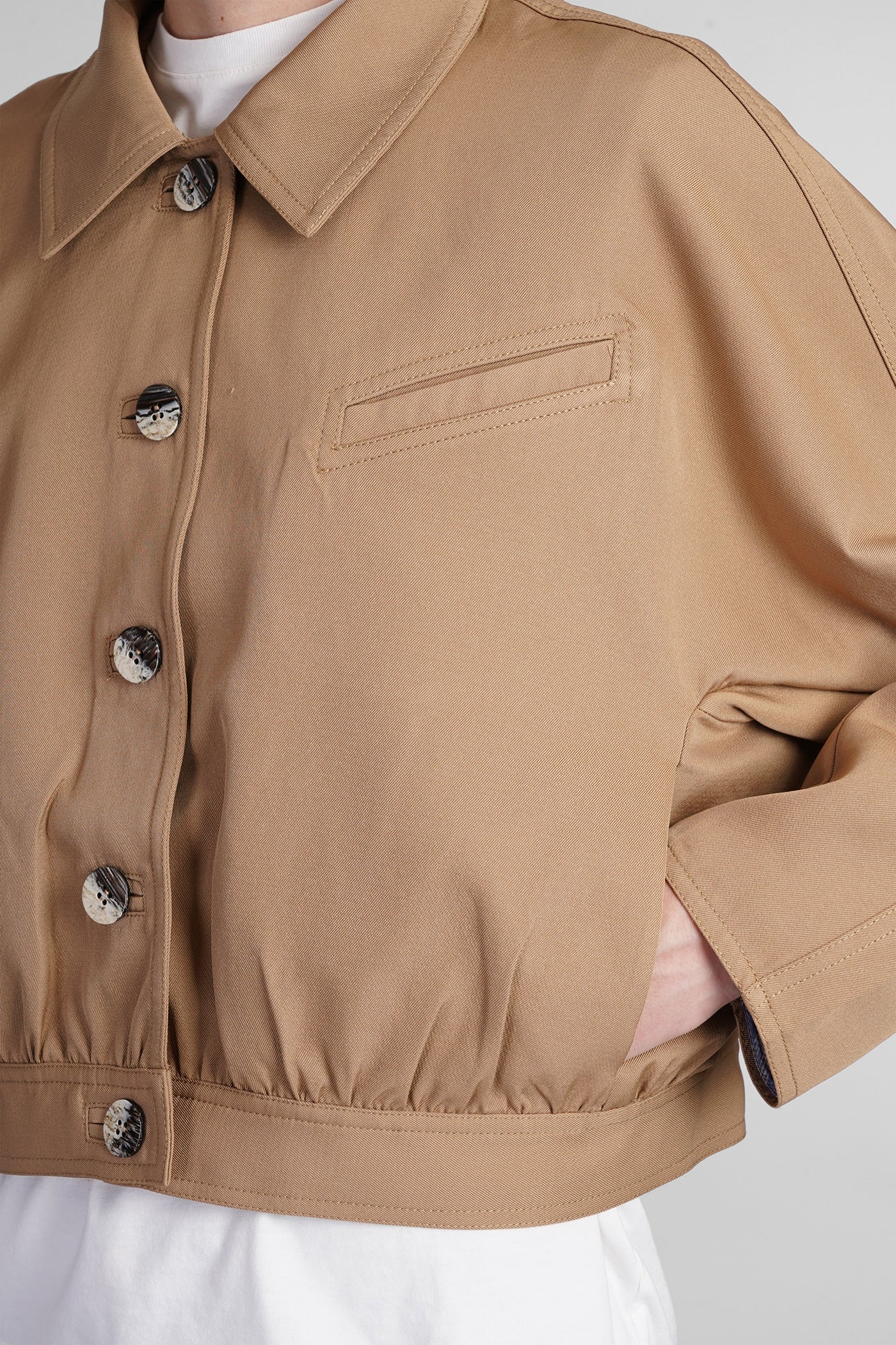 Casual jacket in beige polyester - Image 5