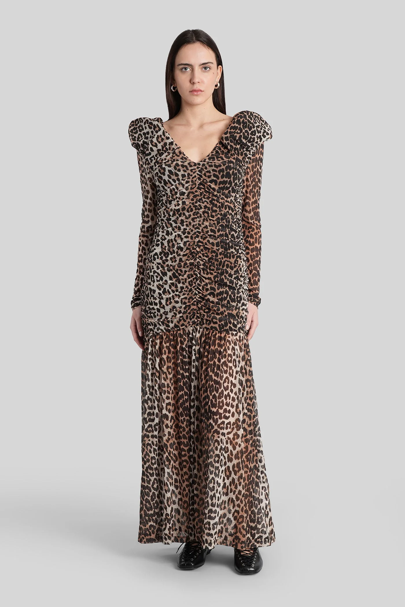 Long dress in Animalier polyester
