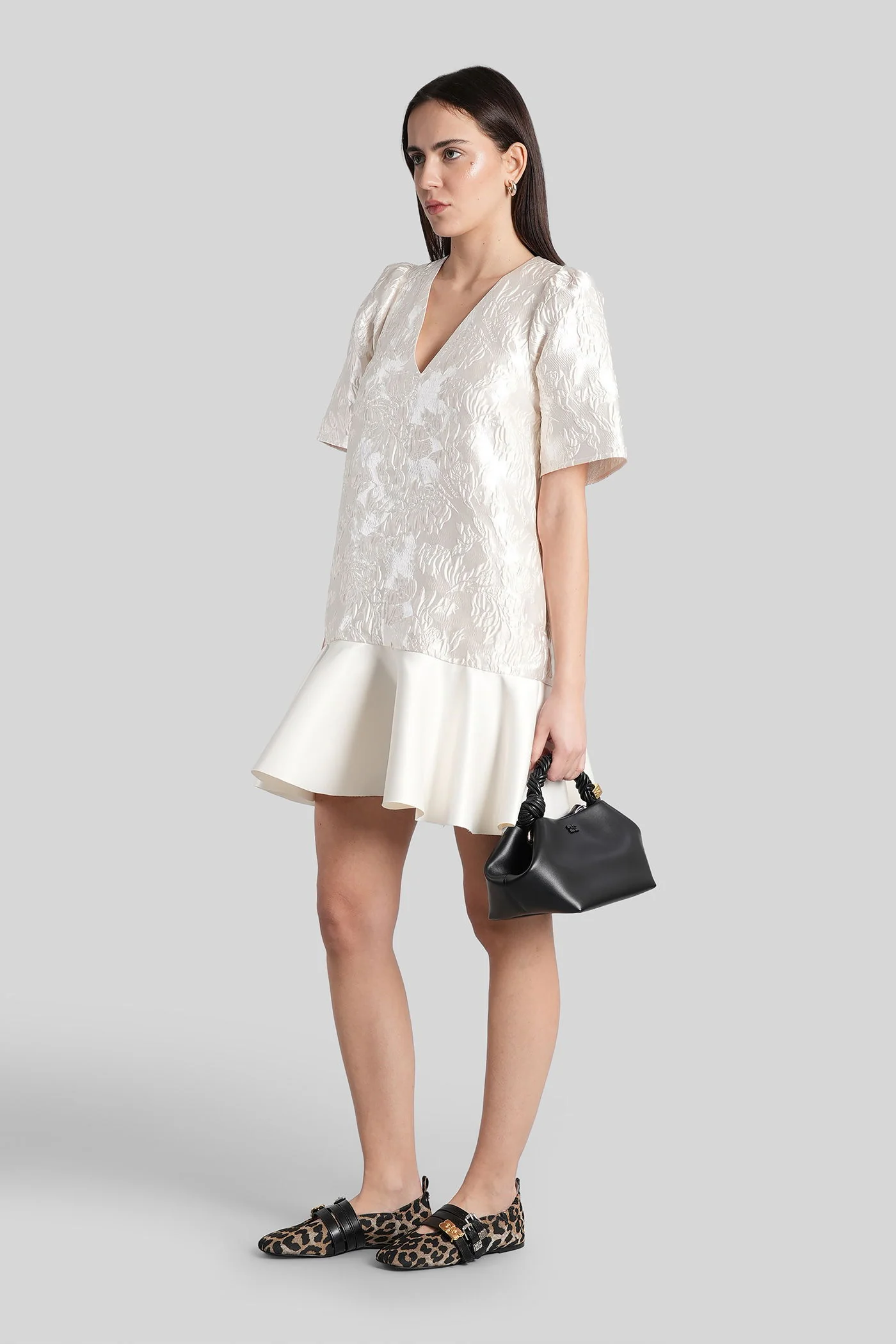 Mini dress in beige polyester - Image 4