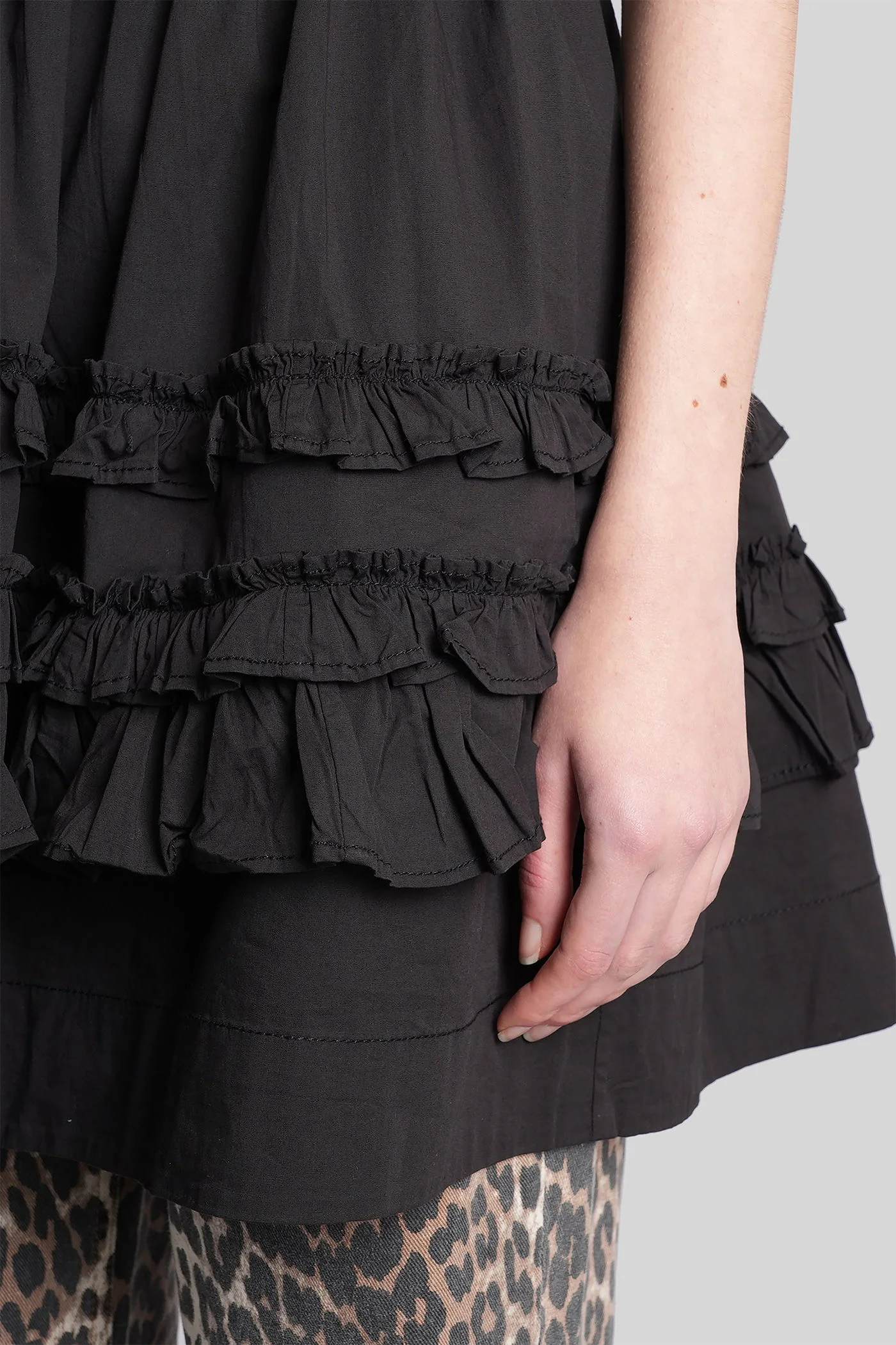 Mini dress in black cotton - Image 5