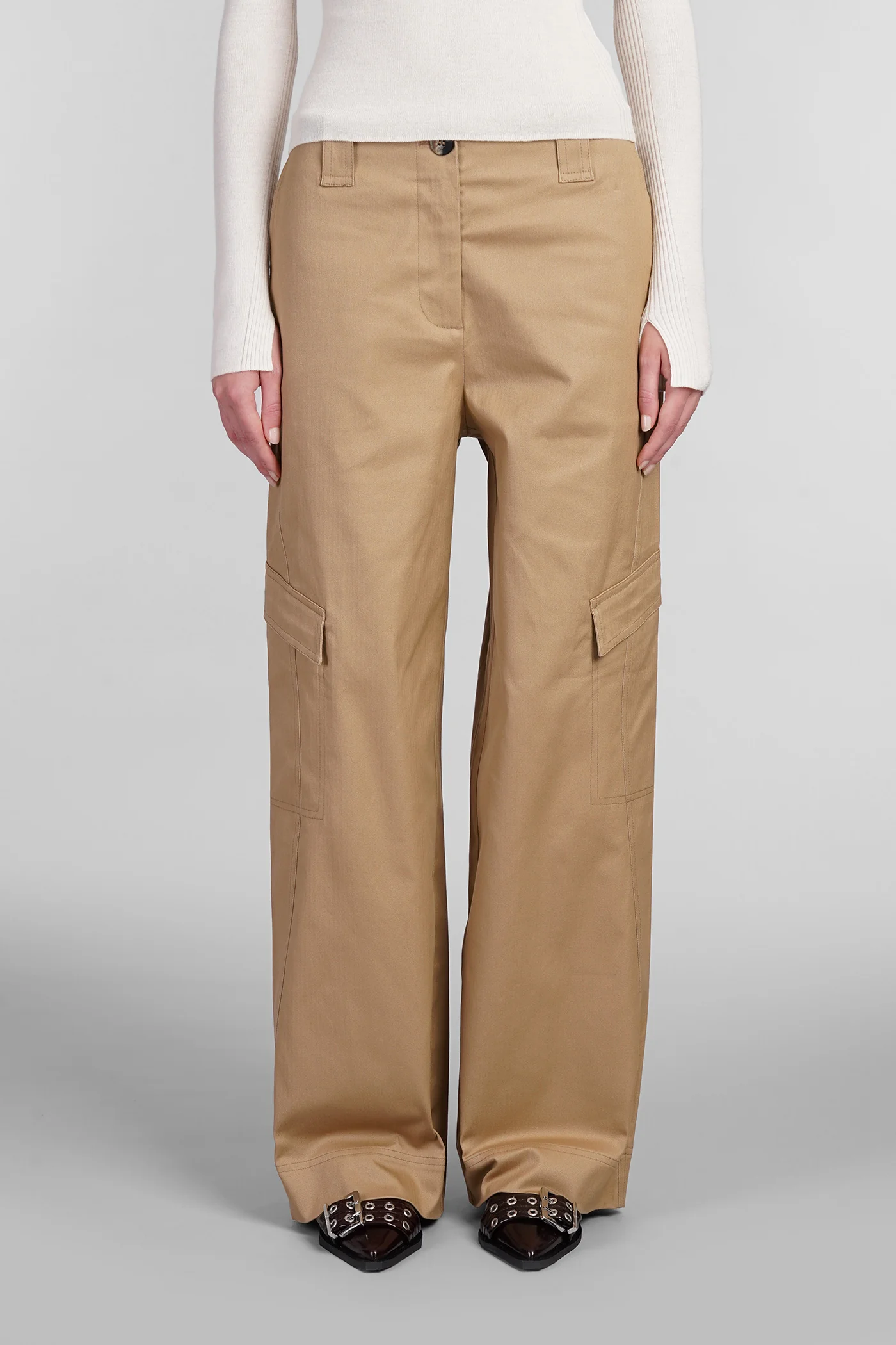 Pants in beige cotton