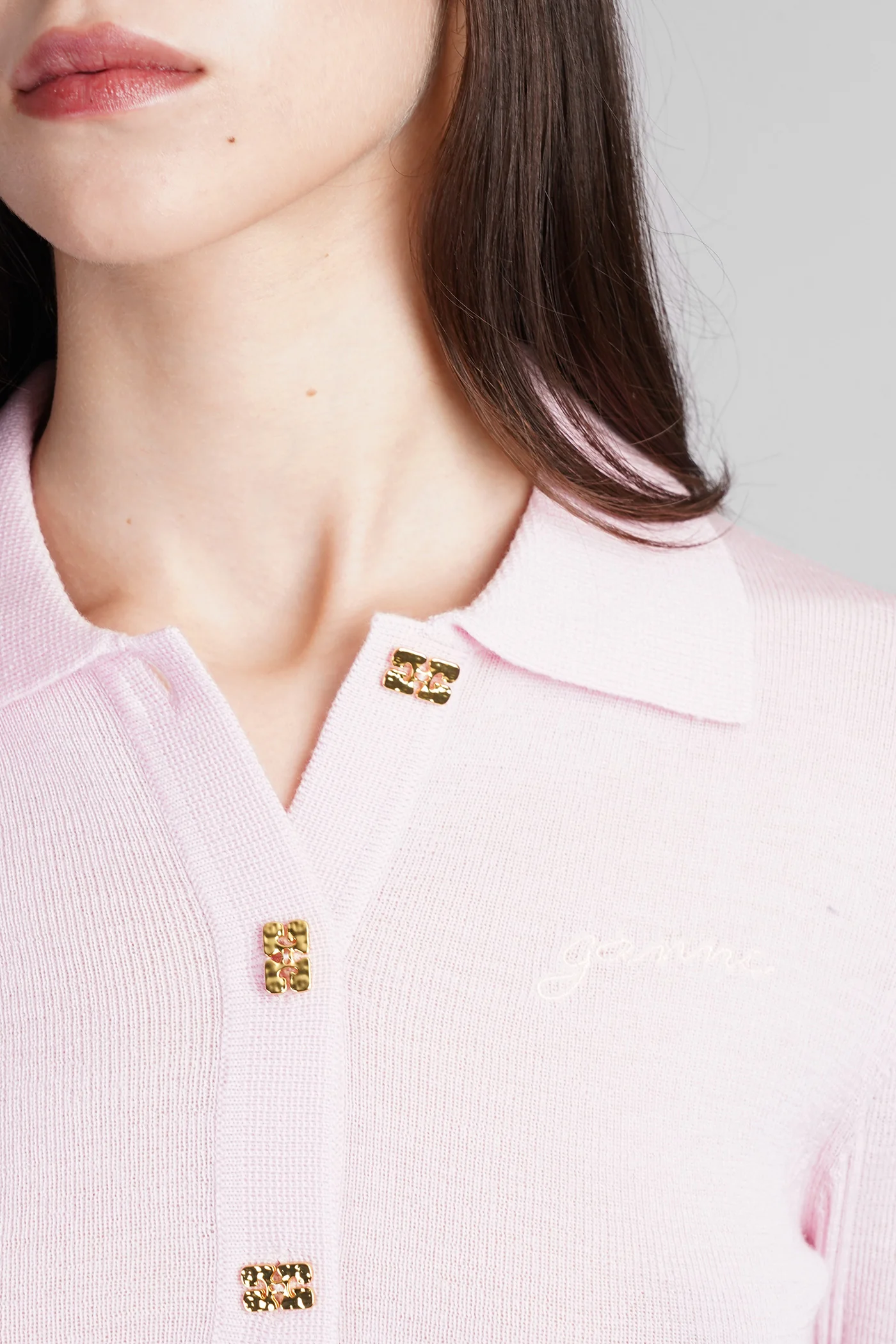 Polo in rose-pink wool - Image 5