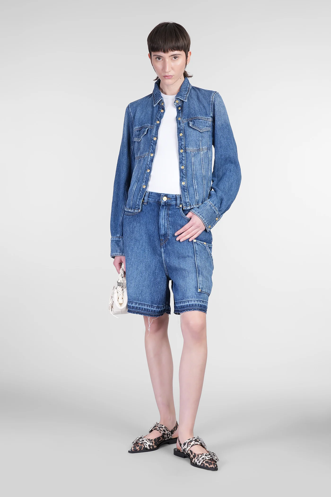 Shirt in blue wool and polyester - Image 2