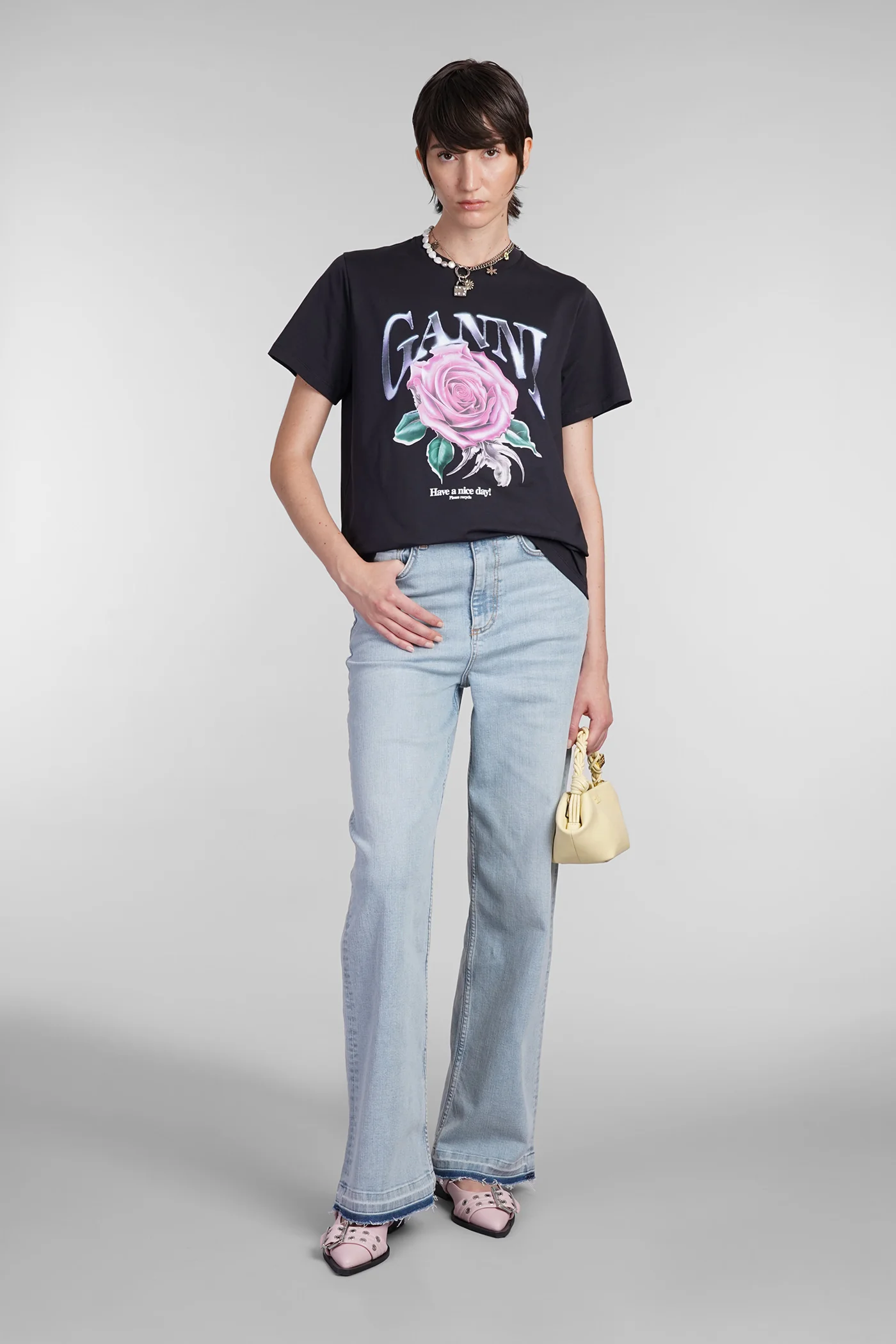 T-Shirt in black cotton - Image 2