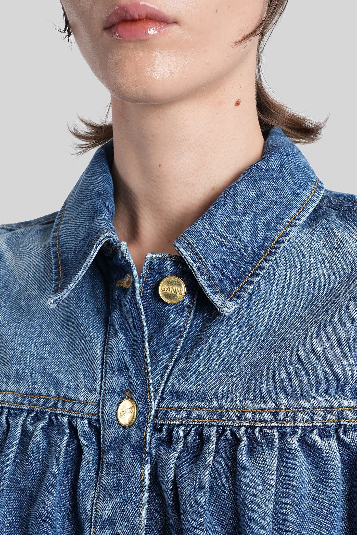 Topwear in blue wool and polyester - Image 2