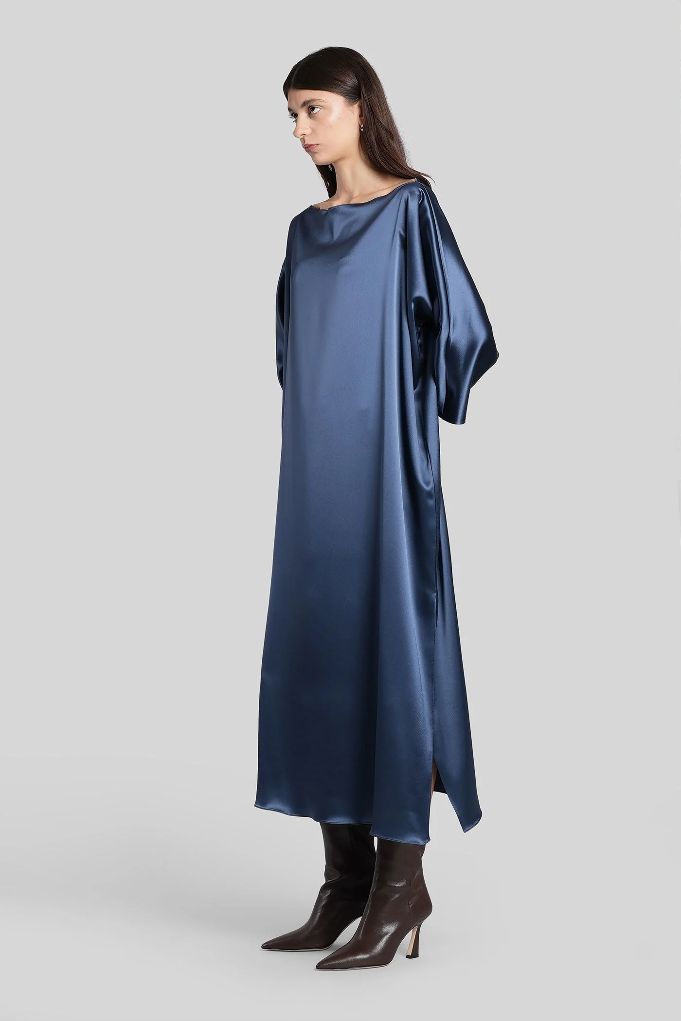 Laura long Long dress in blue Triacetate - Image 4